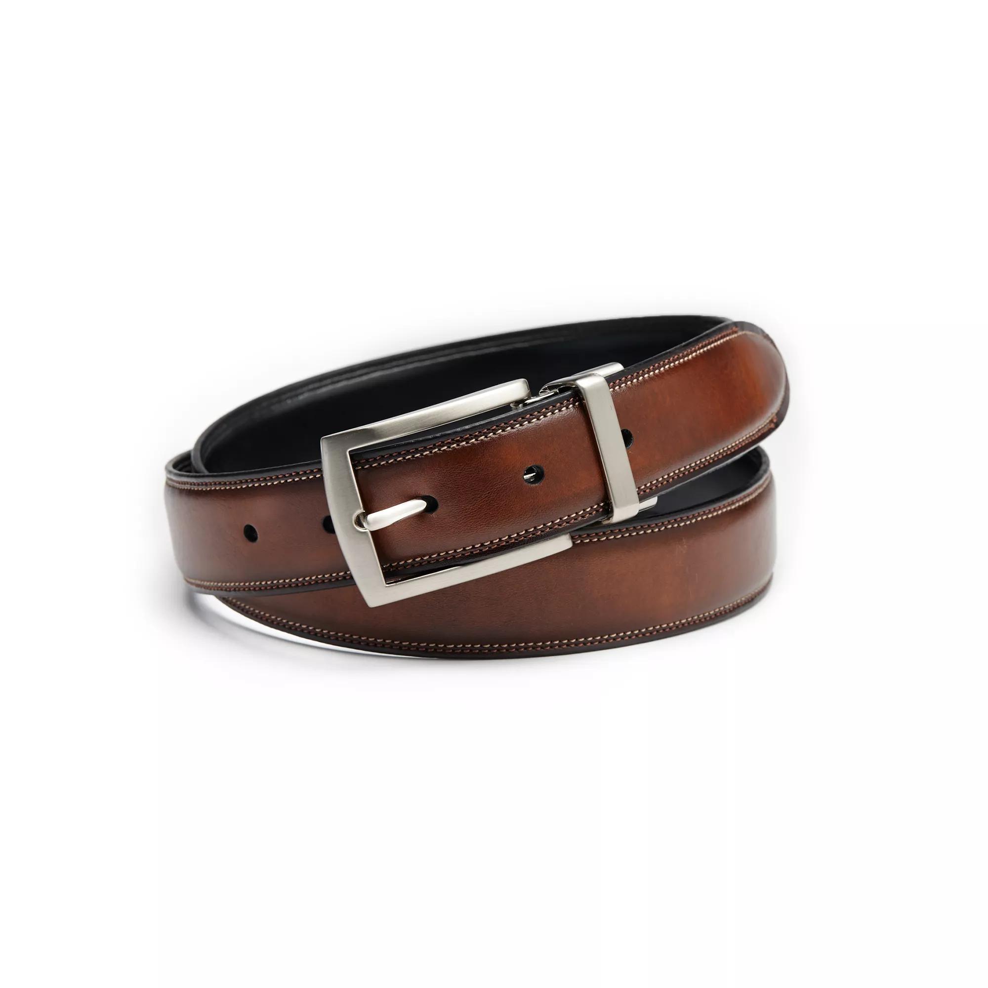 Men's Sonoma Goods For Life® Feather-Edge Stitched Reversible Belt, Size: Small, Brown Black Product Image