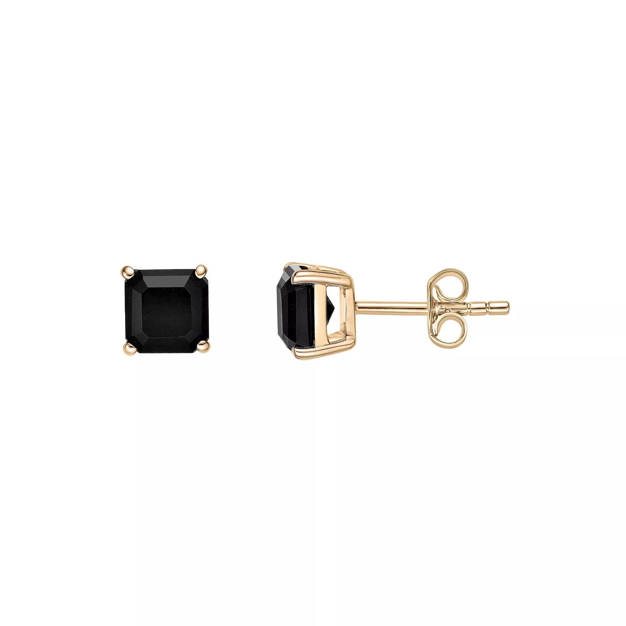 Gemminded 10k Gold Onyx Square Stud Earrings, Women's Product Image