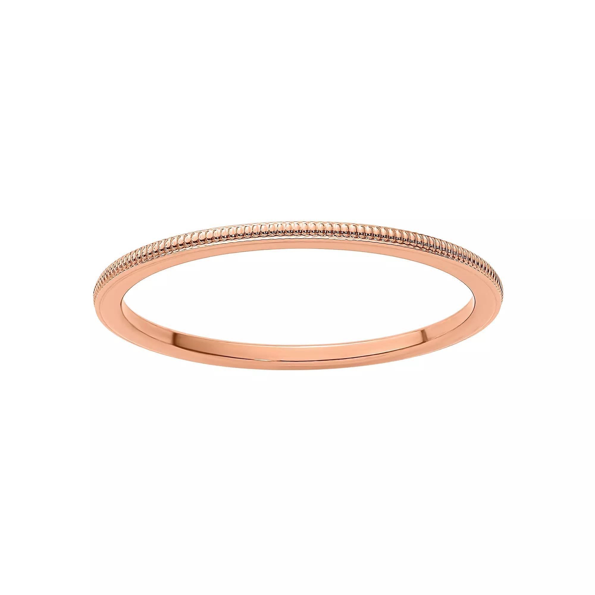 Stacks & Stones 10k Gold 1.2 mm Milgrain Stackable Band, Women's, Size: 7.50, 10k Rose Gold Product Image