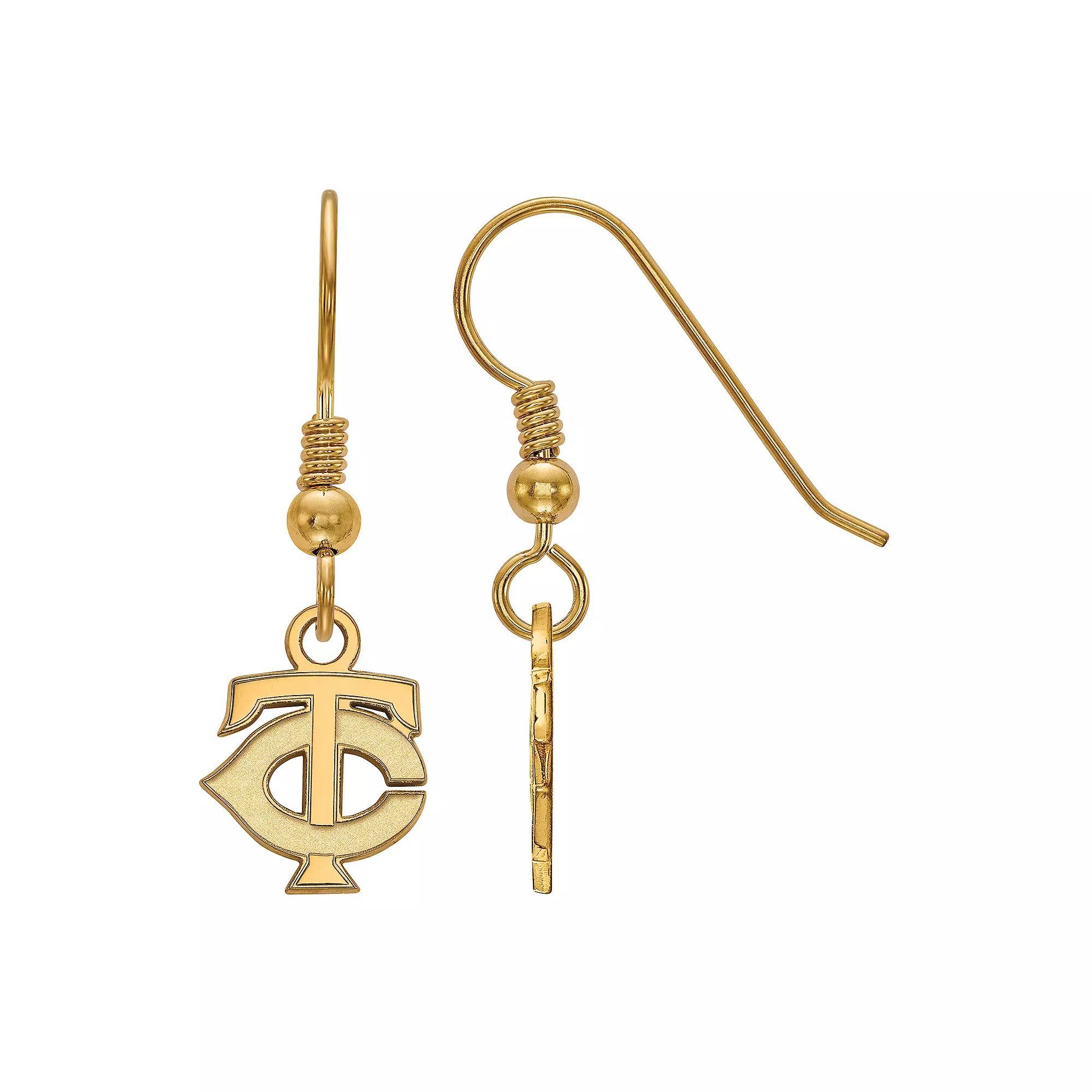 LogoArt Sterling Silver Minnesota Twins Extra-Small Dangle Earrings, Women's, Size: 30MM, Gold Tone Product Image