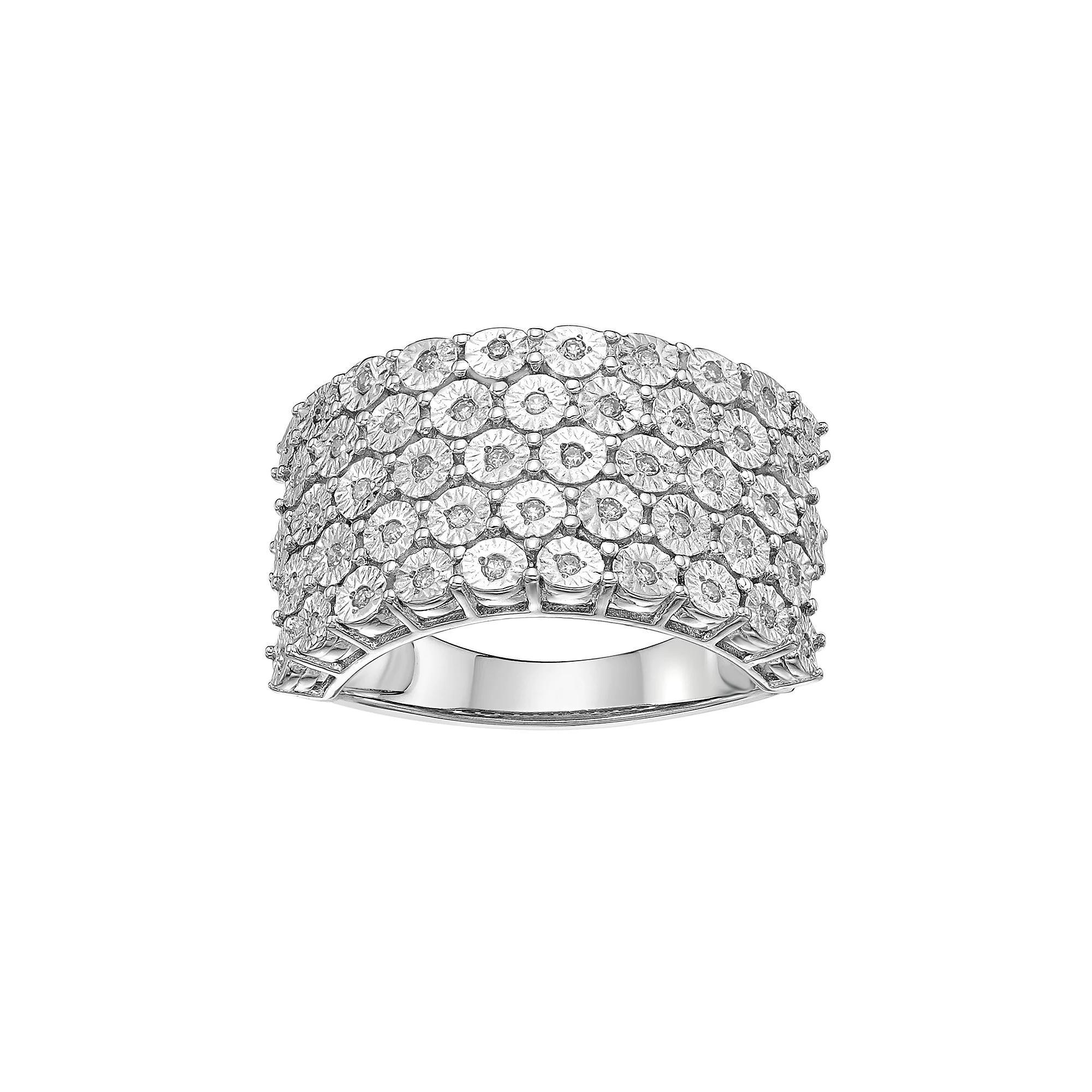 Gemminded Sterling Silver 1/5 Carat T.W. Diamond 5 Row Ring, Women's, Size: 6 Product Image