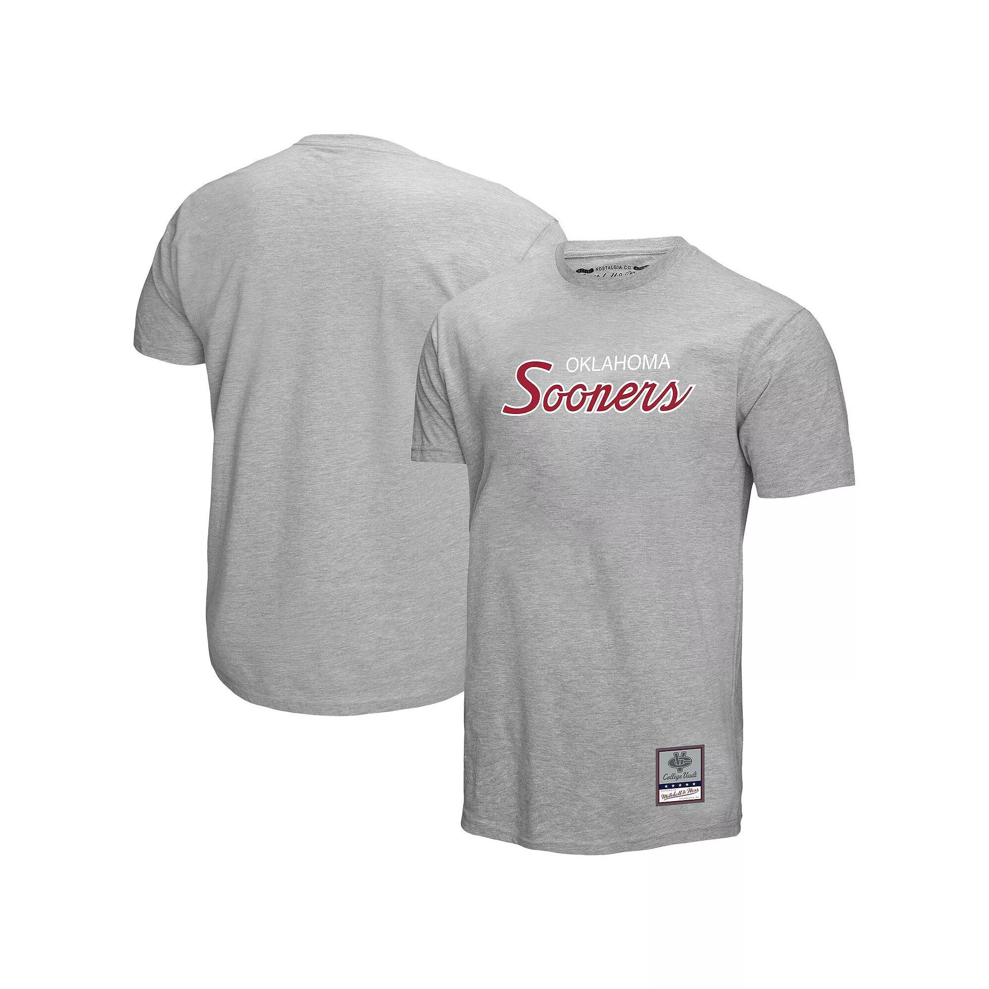 Men's Mitchell & Ness  Gray Oklahoma Sooners Elite Script T-Shirt, Size: 2XL, Grey Product Image