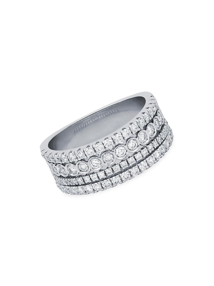 Womens Splash 18K White Gold & Diamond 4-Row Ring Product Image