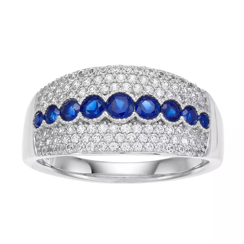 Sterling Silver Lab-Created Gemstone & Lab-Created White Sapphire Ring, Women's, Size: 6, Created Blue Blue Product Image