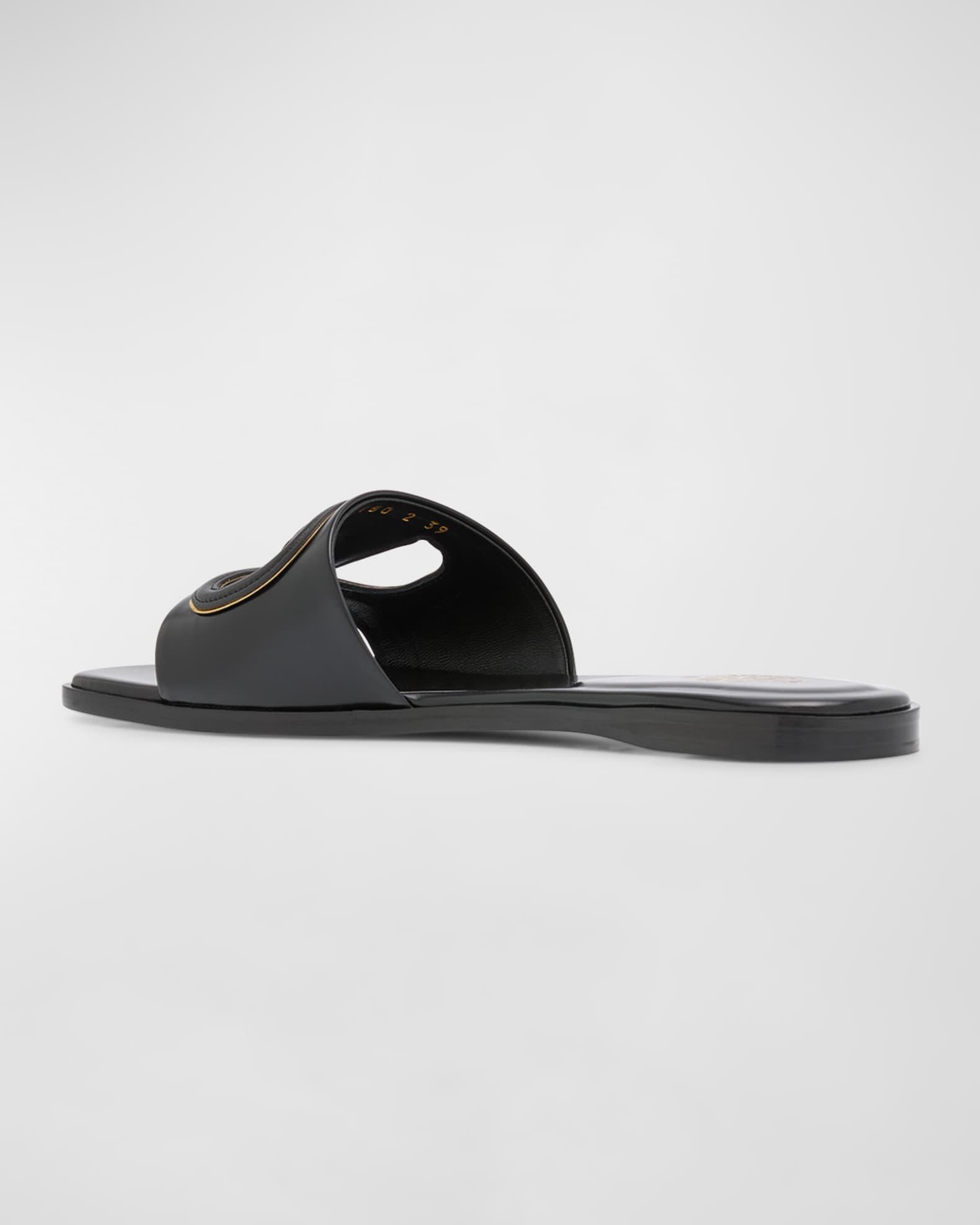 VLogo Leather Cutout Flat Slide Sandals Product Image