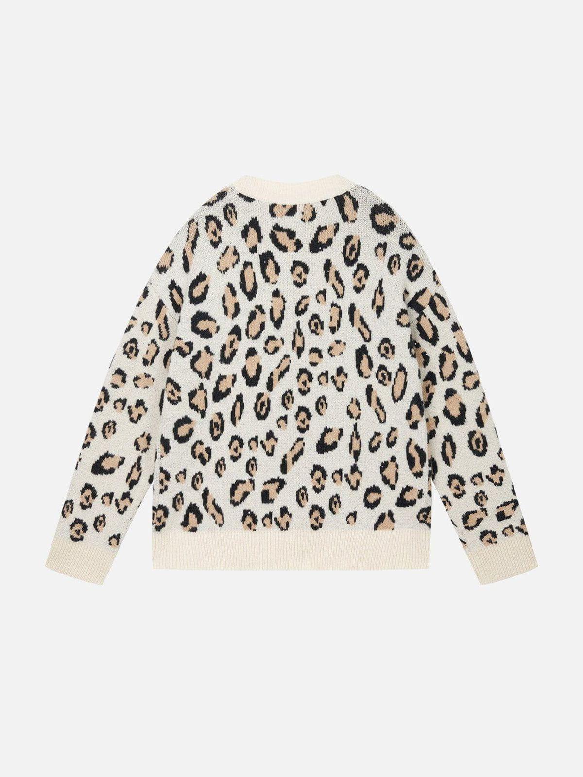 Aelfric Eden Apricot Leopard Print Sweater Product Image