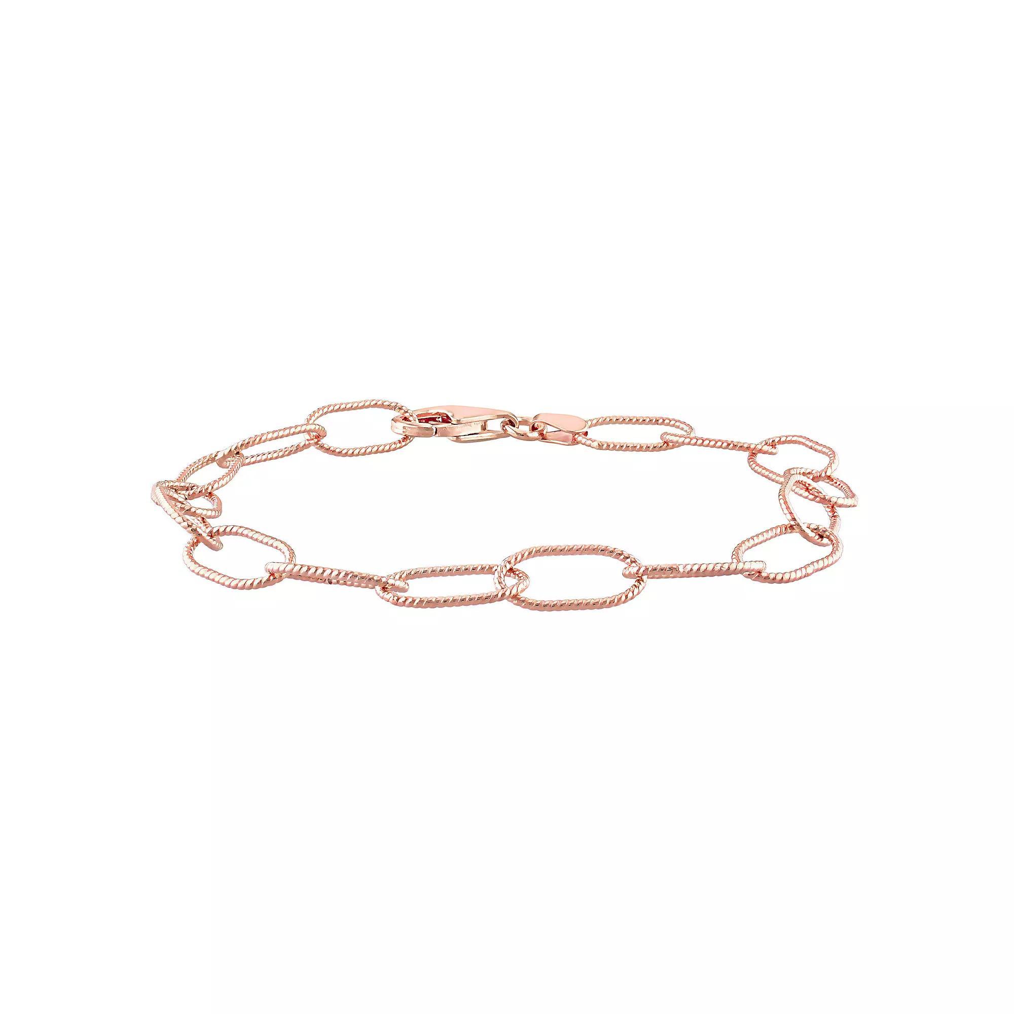 Stella Grace Sterling Silver 6.5 mm Twisted Rolo Chain Bracelet, Womens Rose Gold Tone Product Image