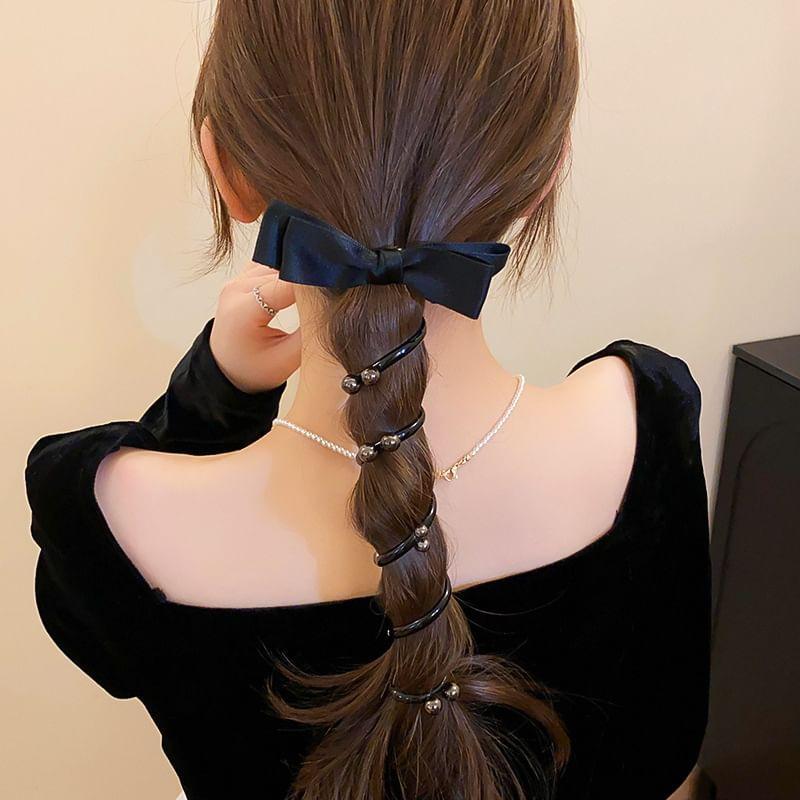 Bow Faux Pearl Hair Tie Product Image