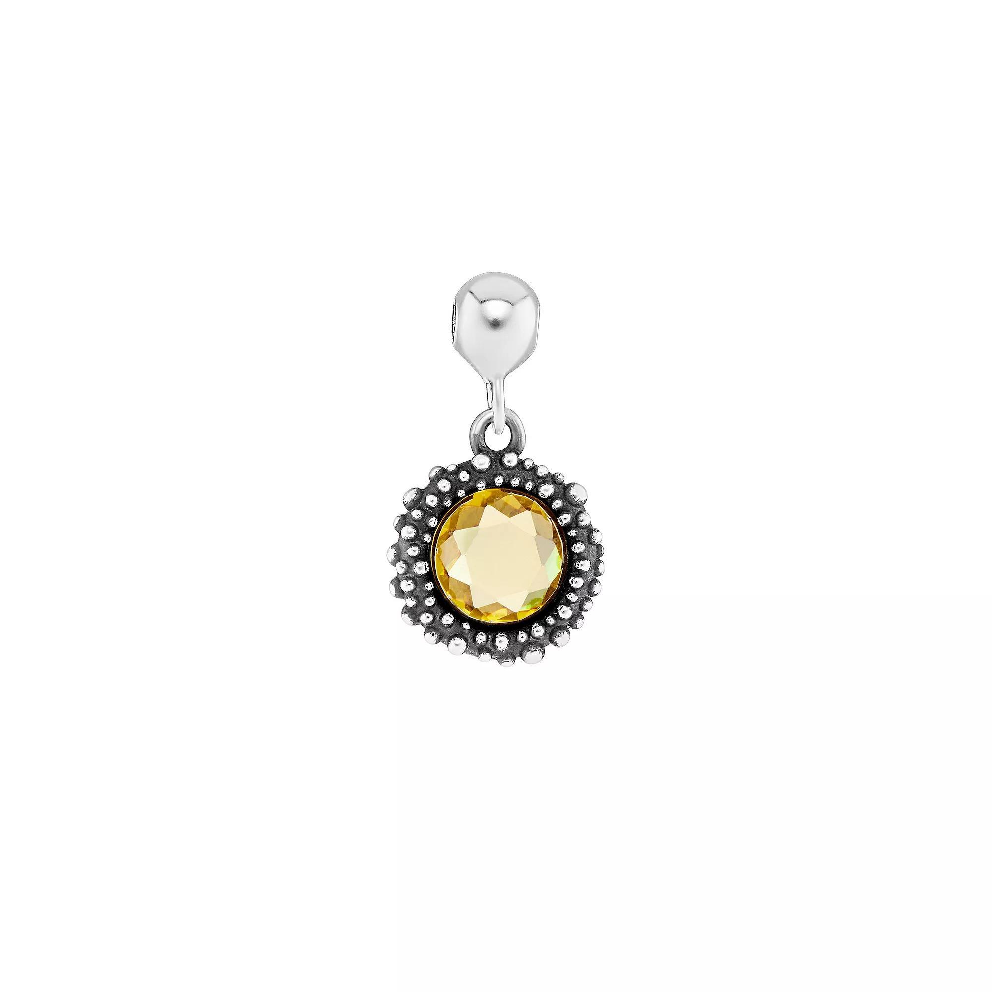 PRIMROSE Sterling Silver Oxidized Beaded Round Cubic Zirconia, Red Corundum & Spinel Sliding Charm, Women's, Sterling November Product Image