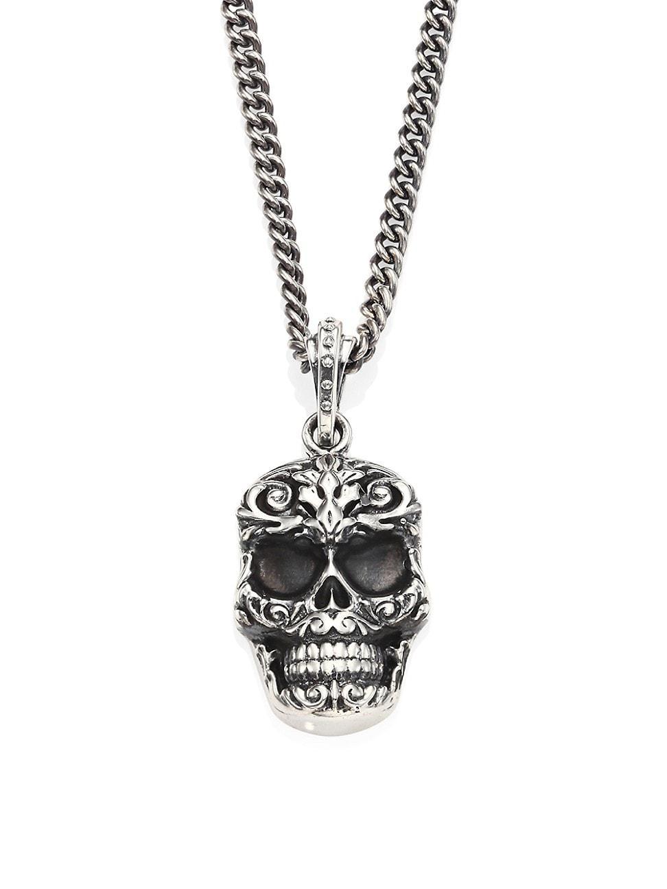 King Baby Studio Carved Baroque Skull Pendant Necklace, 24 Product Image