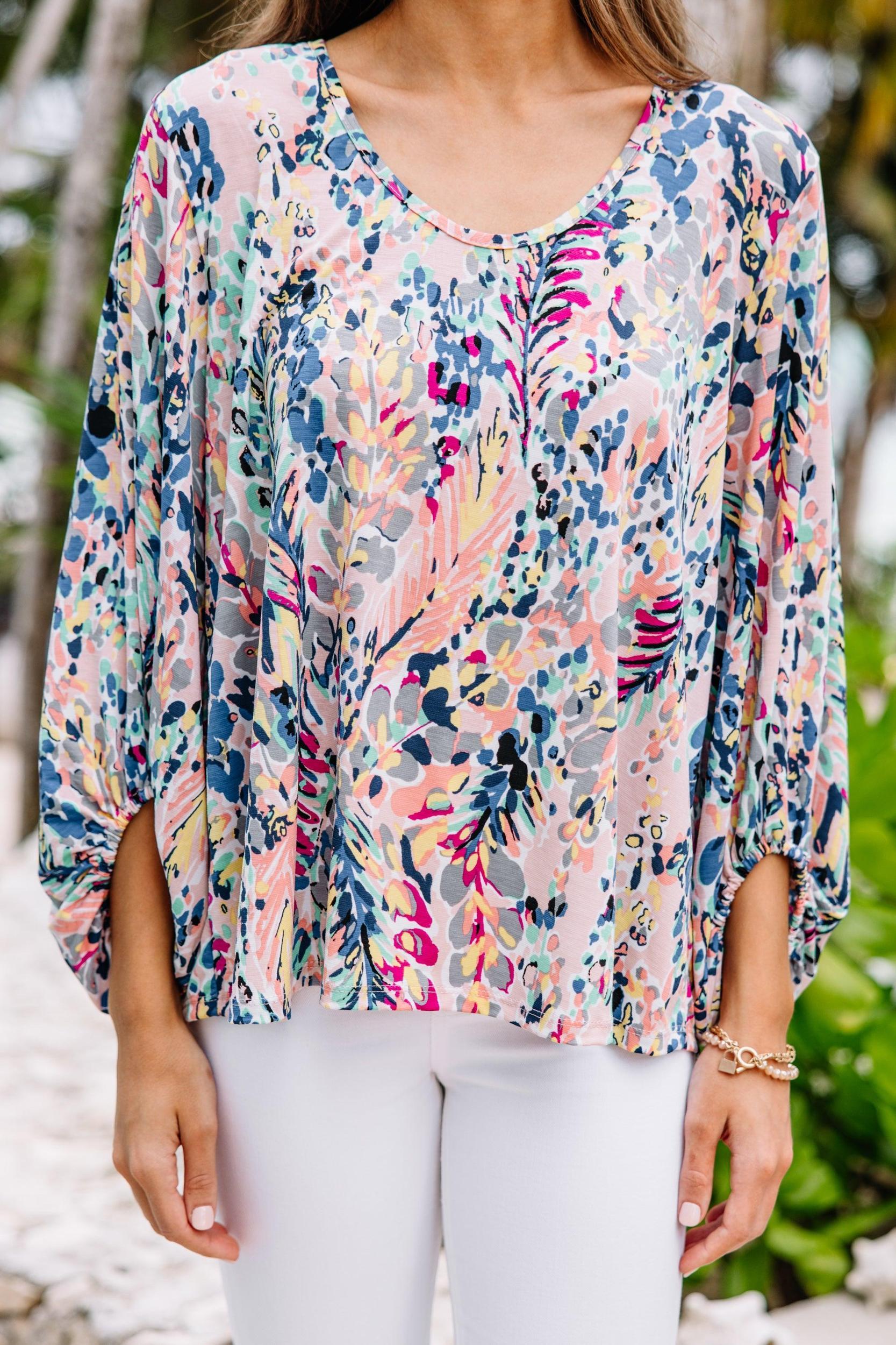 Just You Wait Peach & Royal Floral Blouse Female Product Image
