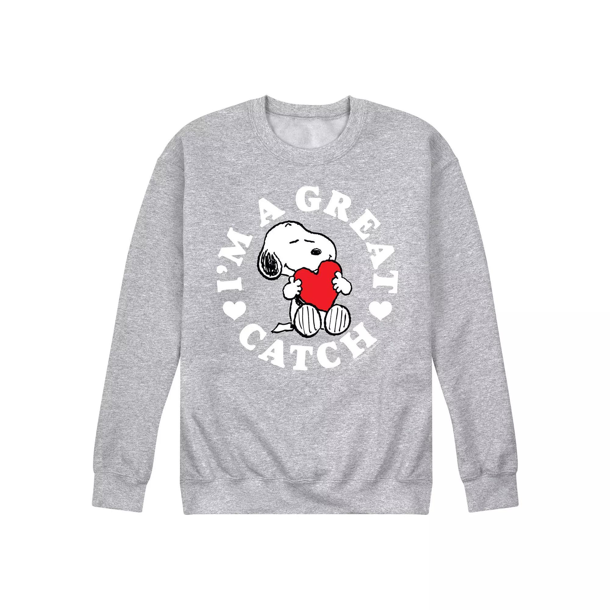 Mens Peanuts Great Catch Fleece Sweatshirt Product Image