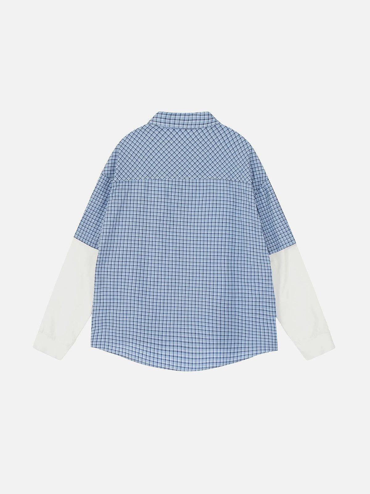 Aelfric Eden Plaid Patchwork Long Sleeve Shirt Product Image