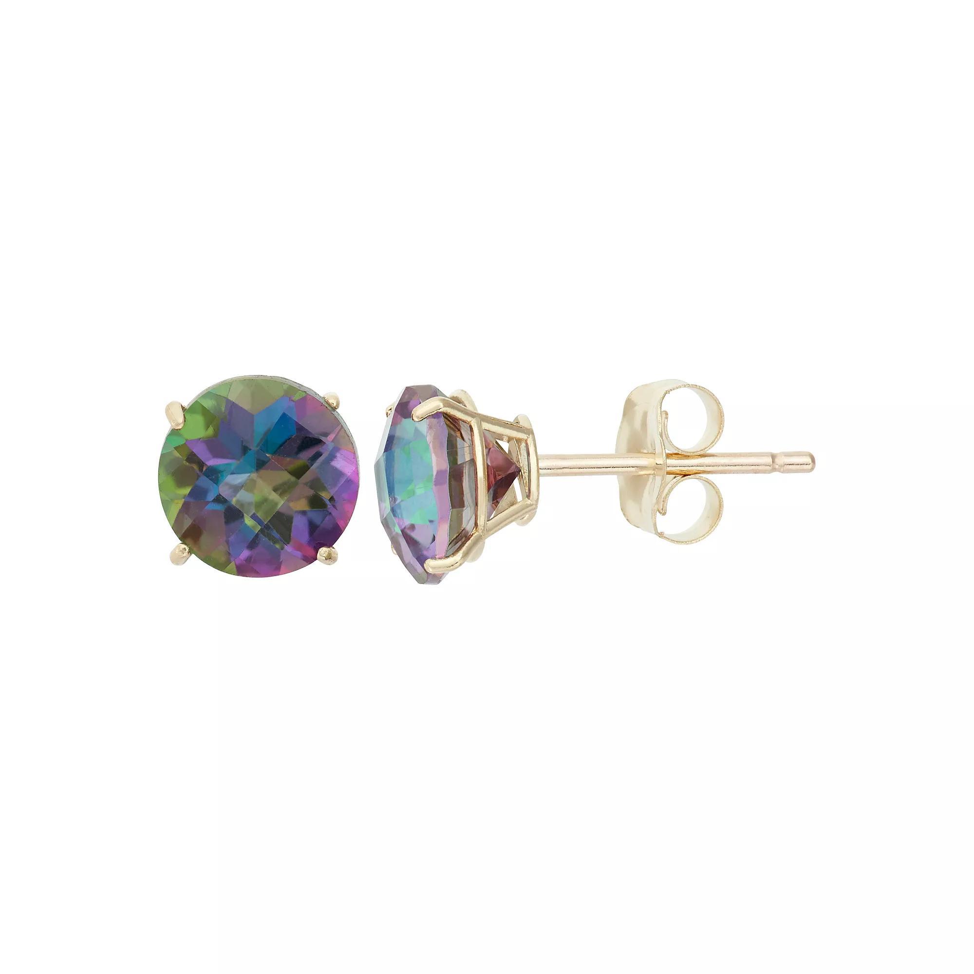 Designs by Gioelli Mystic Topaz 10k Gold Stud Earrings, Women's, Green Product Image
