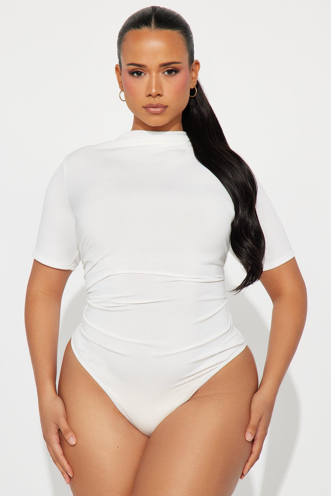 Summit Ruched Mock Neck Bodysuit - Ivory Product Image