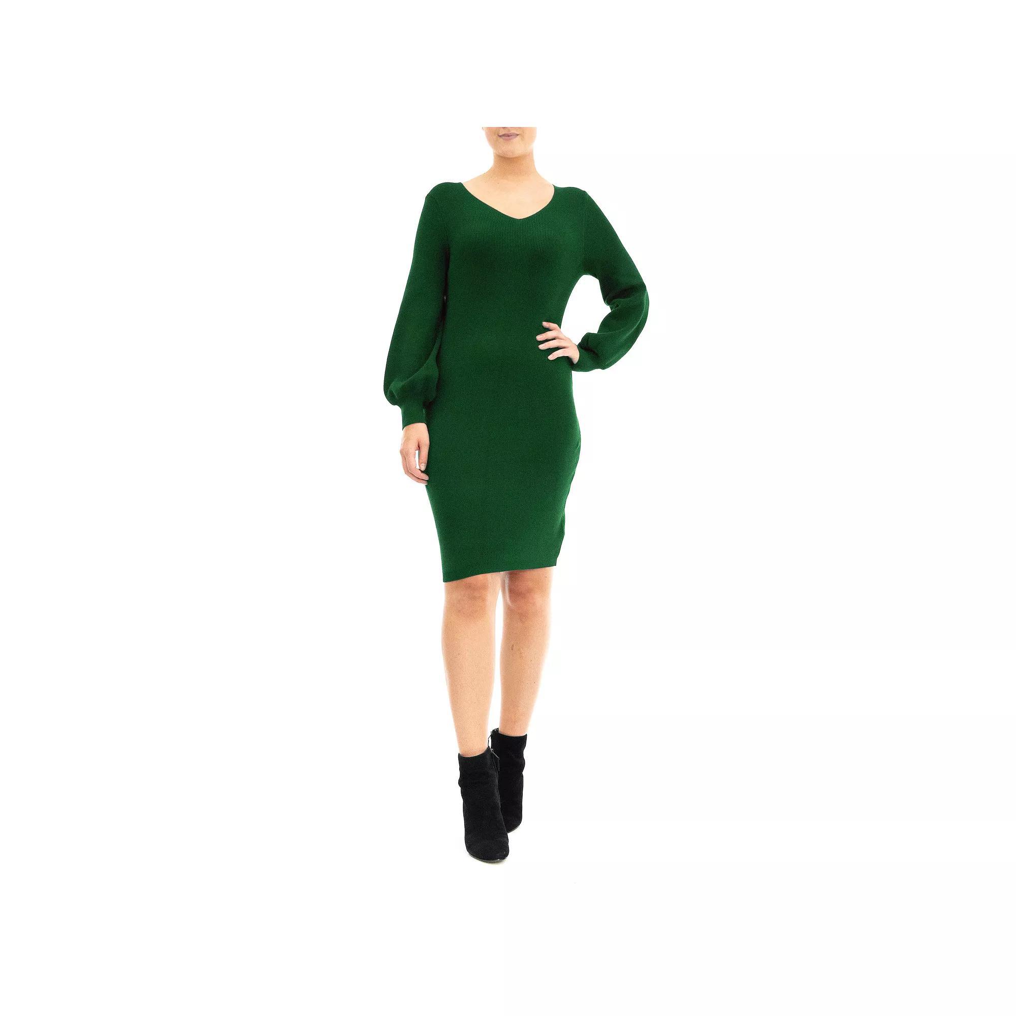 Womens Nina Leonard Balloon-Sleeve Sheath Sweater Dress Product Image