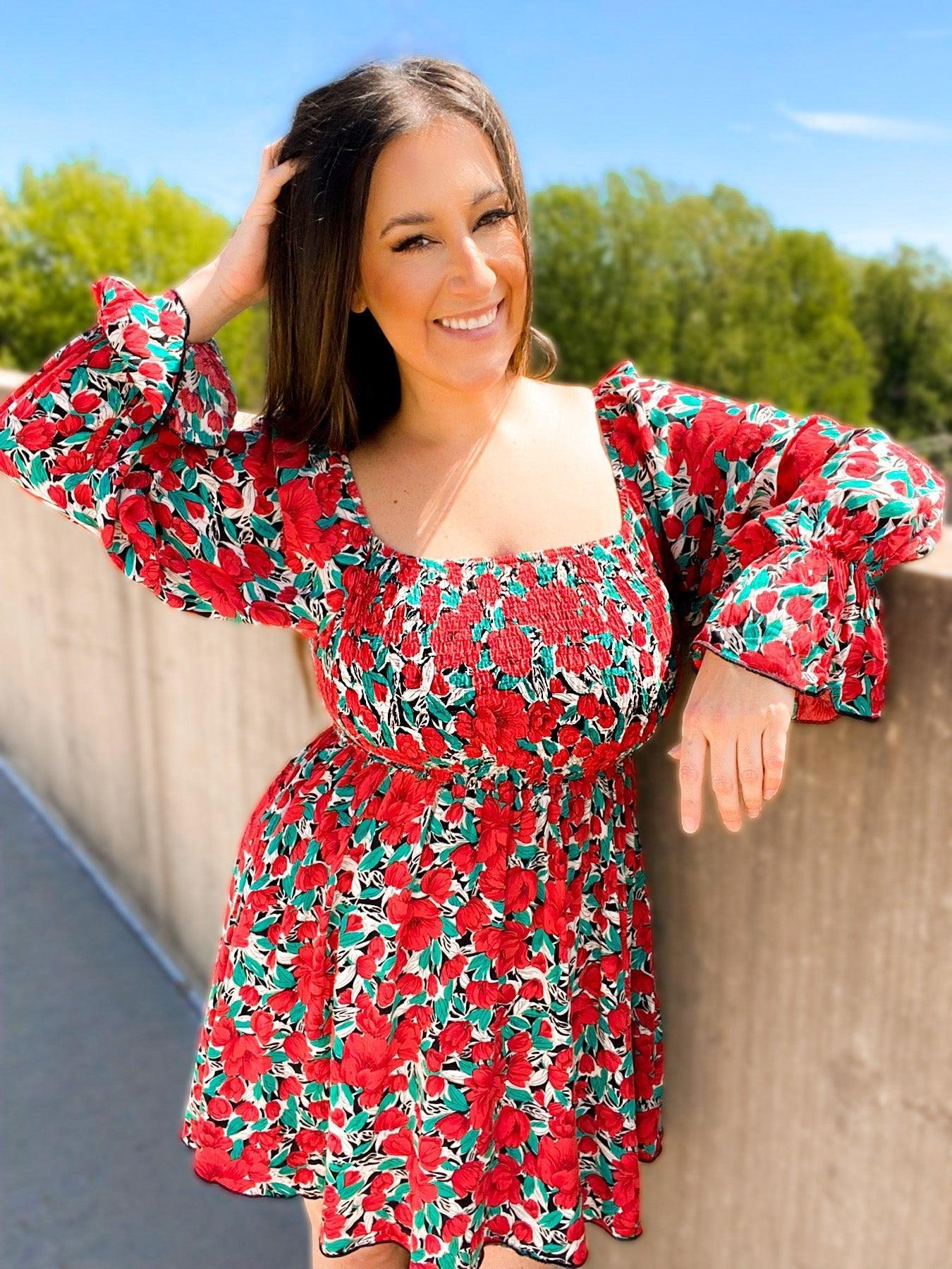 The Sabrina Smocked Bell Sleeve Dress Product Image