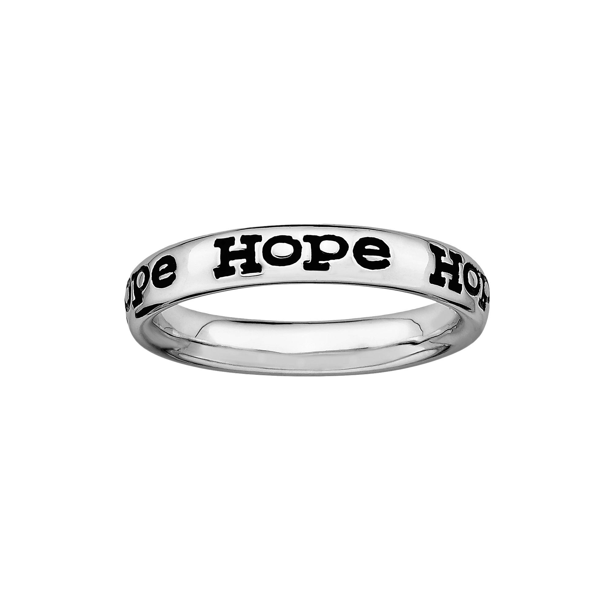 Stacks & Stones Sterling Silver Black Enamel "Hope" Stack Ring, Women's, Size: 9 Product Image