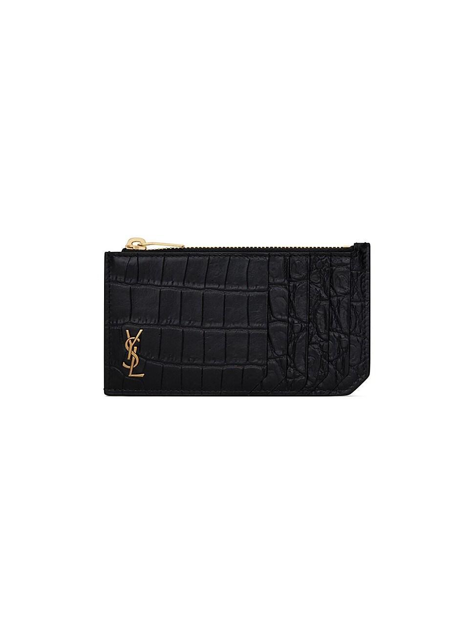 Mens Crocodile-Embossed Leather Card Case Product Image