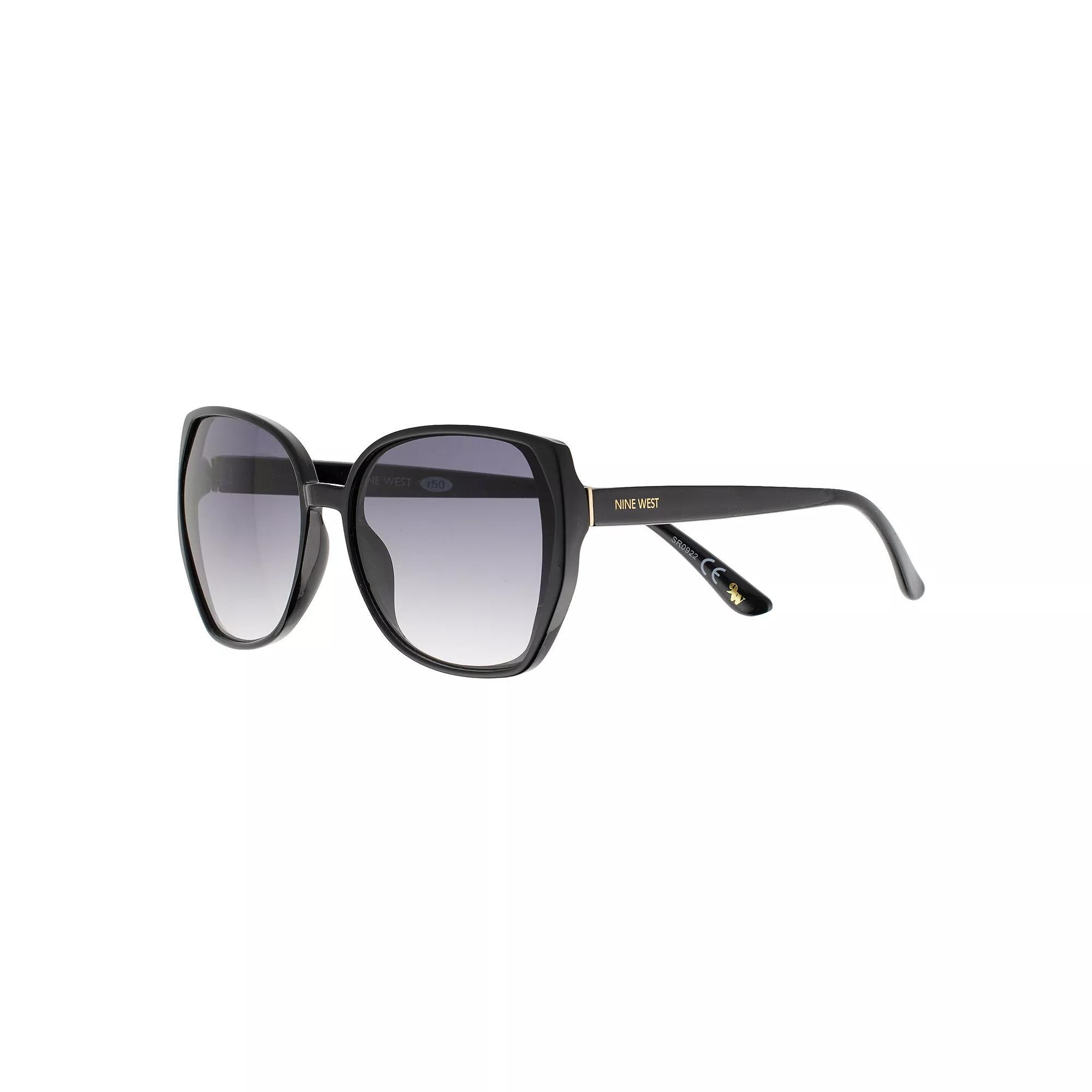 Women's Nine West 60mm Square Geometric Gradient Sunglasses, Black Product Image