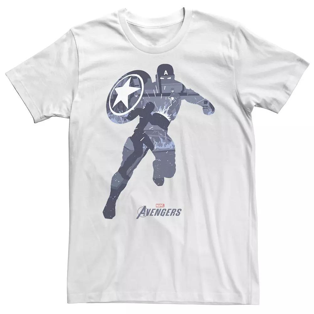 Big & Tall Marvel Avengers Game Captain America Silhouette Fill Tee, Men's, Size: 3XL Tall, White Product Image