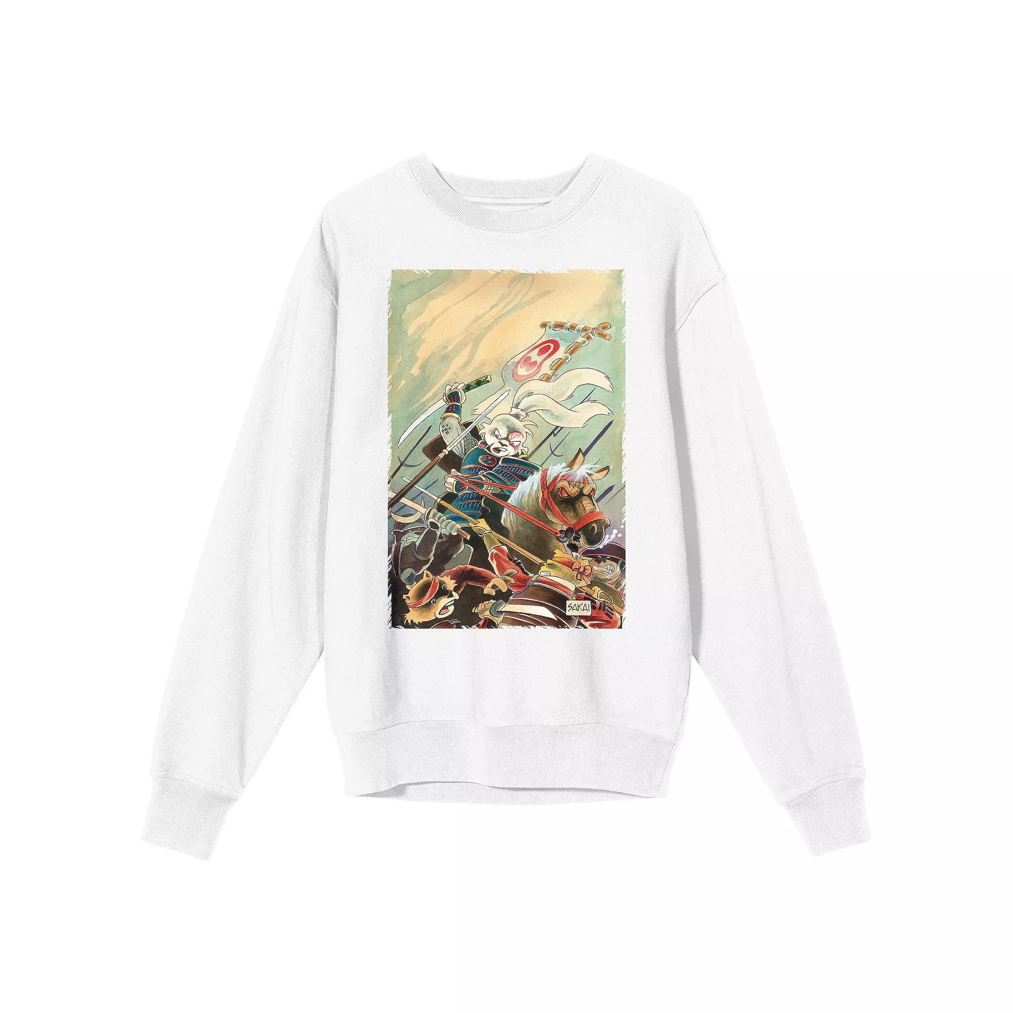 Men's Usagi Yojimbo Horse Rider Long Sleeve Graphic Tee, Size: Large, White Product Image