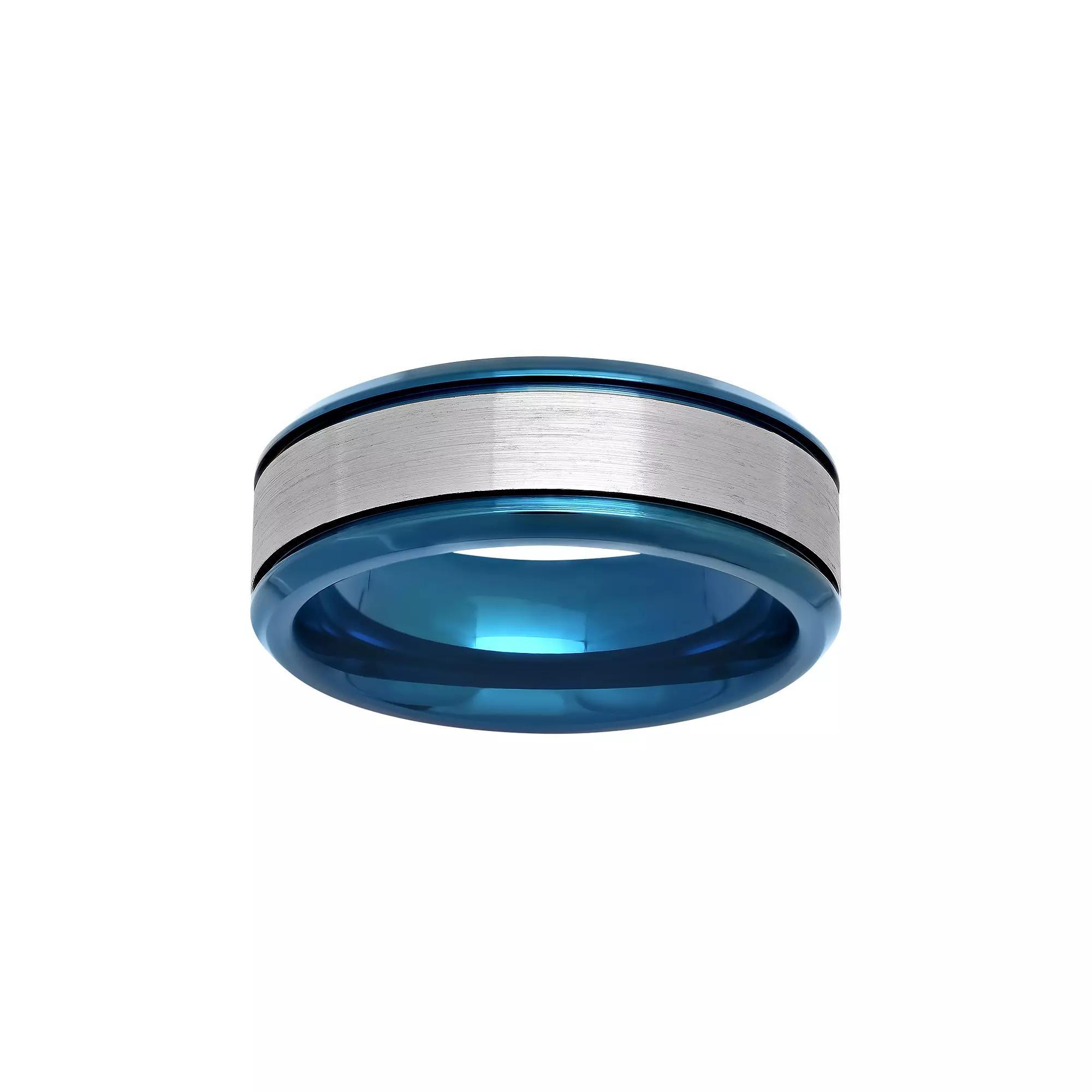 Men's Two Tone Stainless Steel Wedding Band, Size: 11.50, Blue Product Image