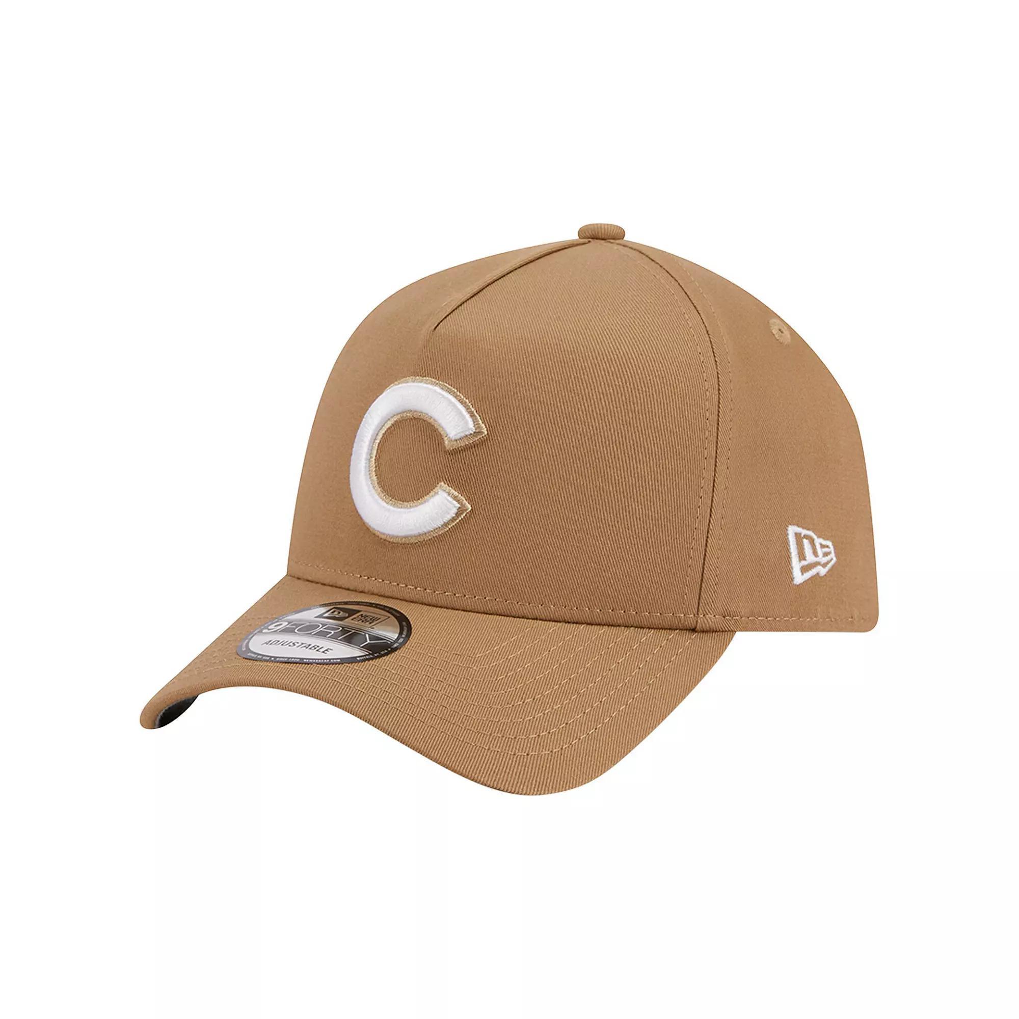 Men's New Era Khaki Chicago Cubs A-Frame 9FORTY Adjustable Hat, Beig K Product Image