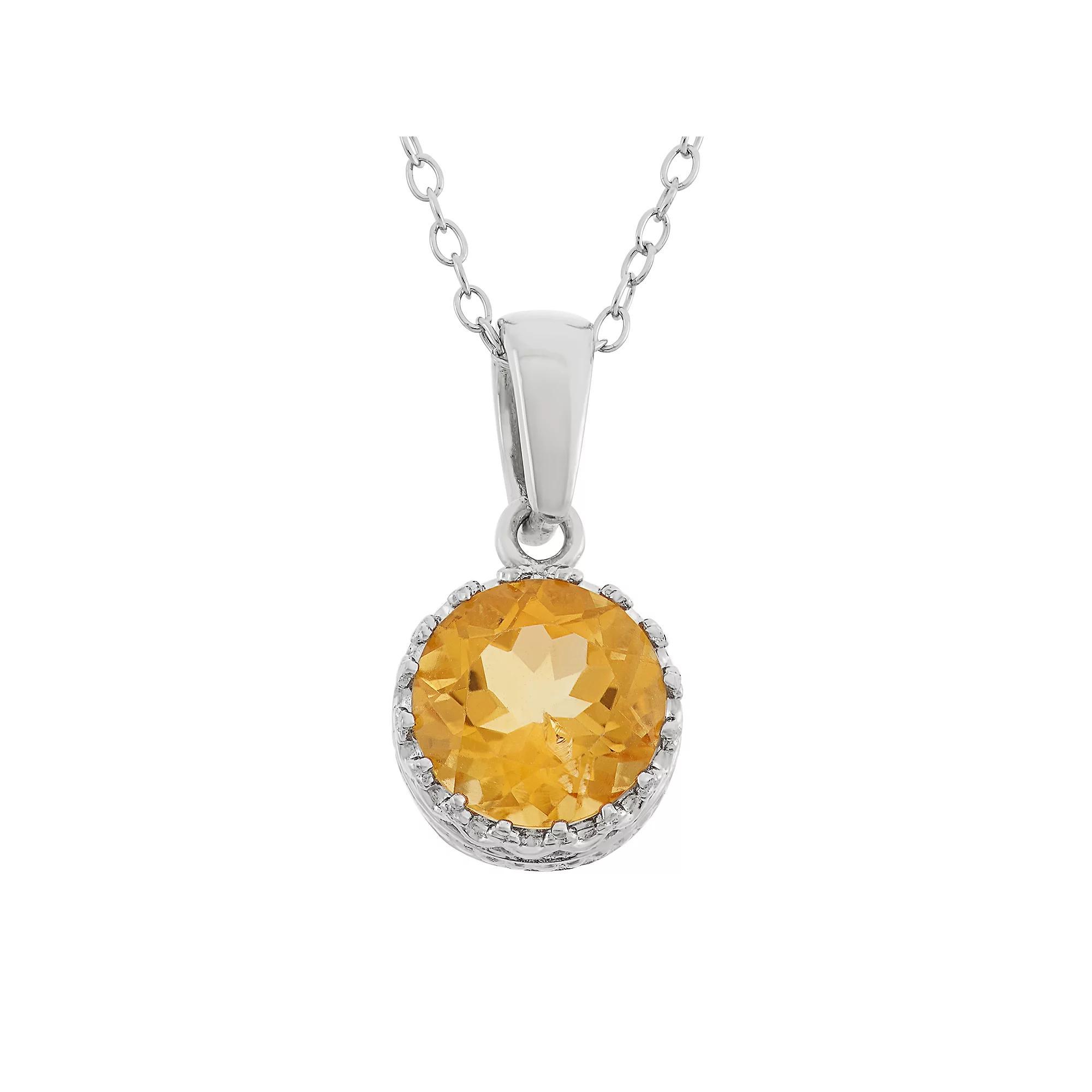 Tiara Citrine terling Silver Pendant Necklace, Women's, Size: 18", Yellow Product Image