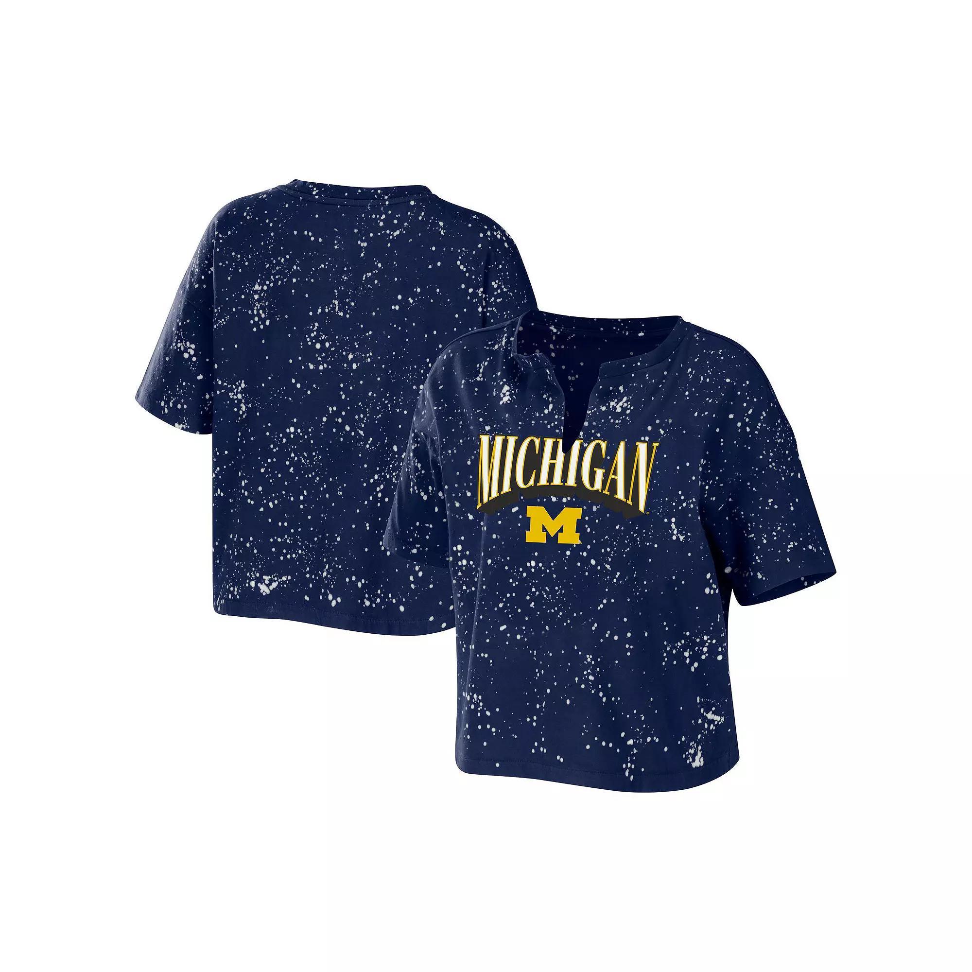 Women's WEAR by Erin Andrews Cardinal USC Trojans Bleach Wash Splatter Cropped Notch Neck T-Shirt, Size: XL, Red Product Image