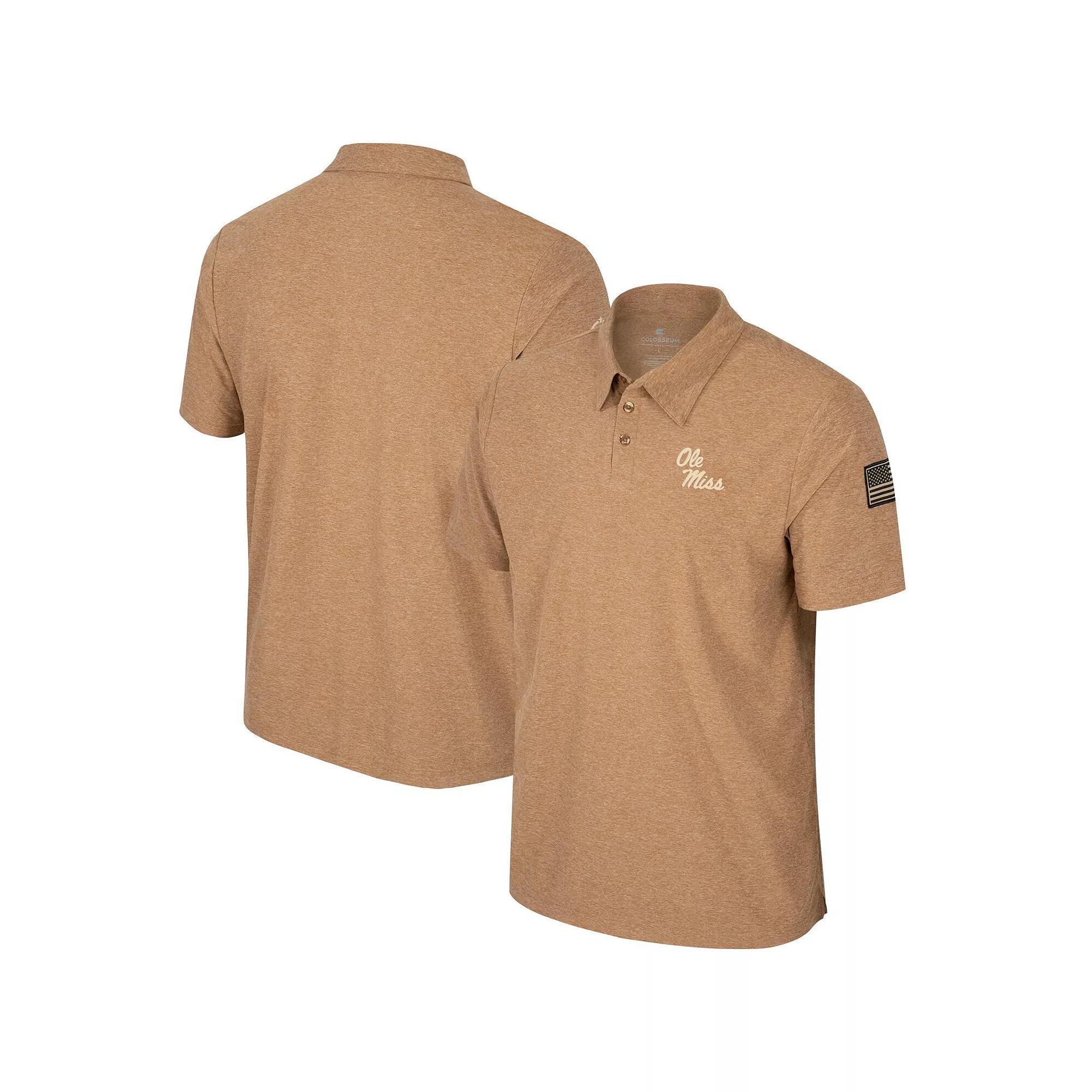 Men's Colosseum Khaki Ole Miss Rebels OHT Military Appreciation Cloud Jersey Desert Polo, Size: 2XL, Beig K Product Image