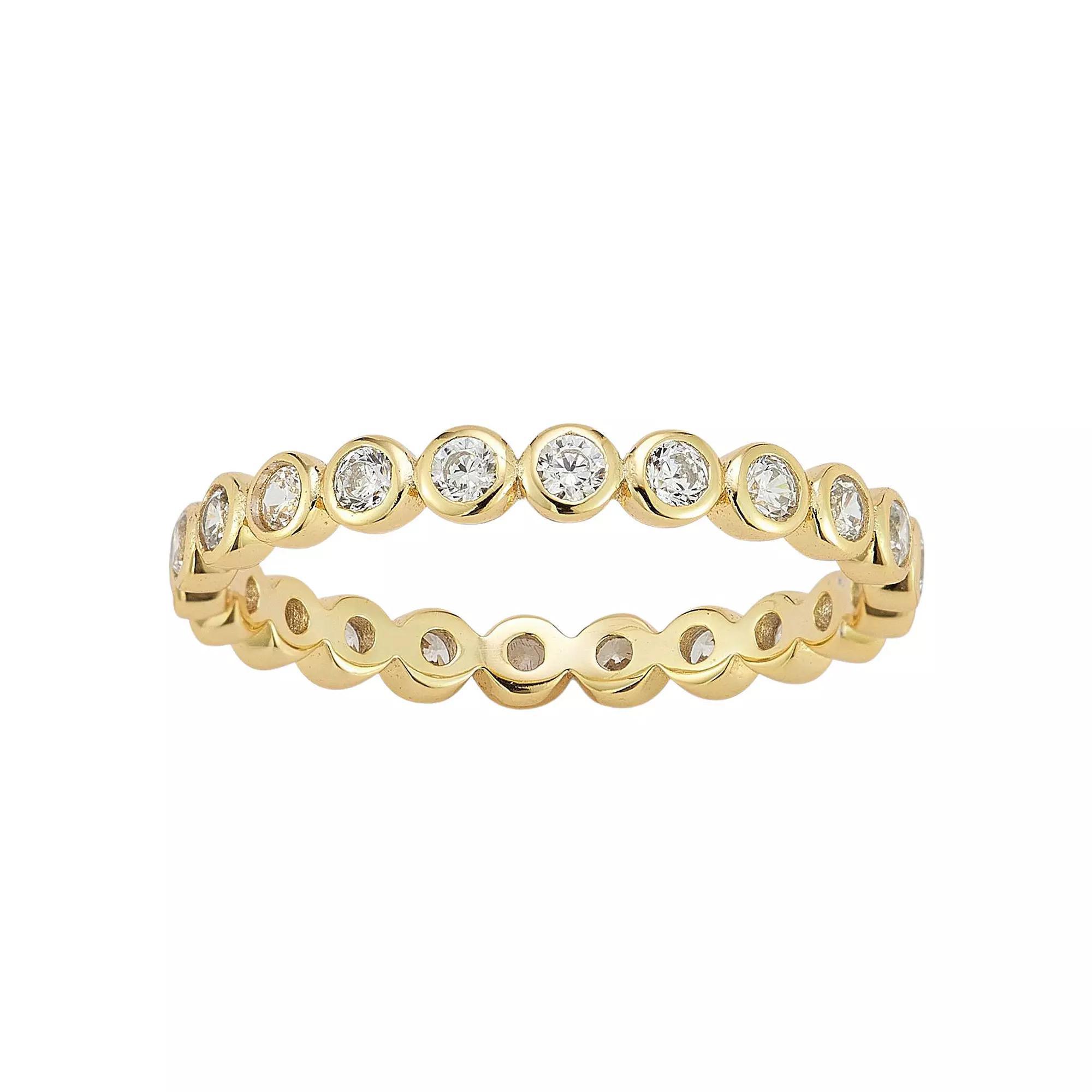 Sunkissed Sterling 14k Gold Over Silver Bezel Set Cubic Zirconia Ring, Women's, Size: 7, Gold Tone Product Image