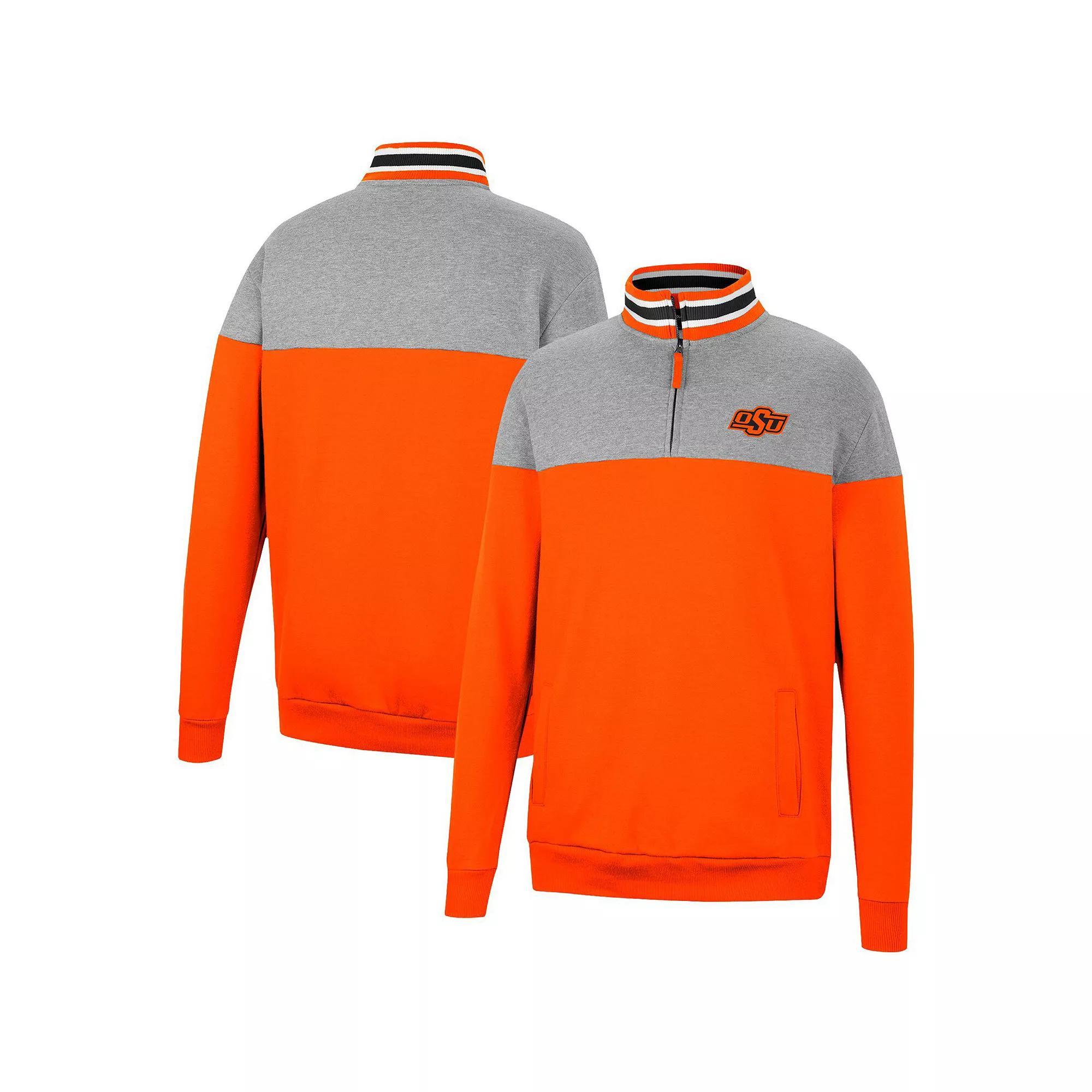 Men's Colosseum Heathered Gray/Orange Oklahoma State Cowboys Be the Ball Quarter-Zip Top, Size: XL Product Image