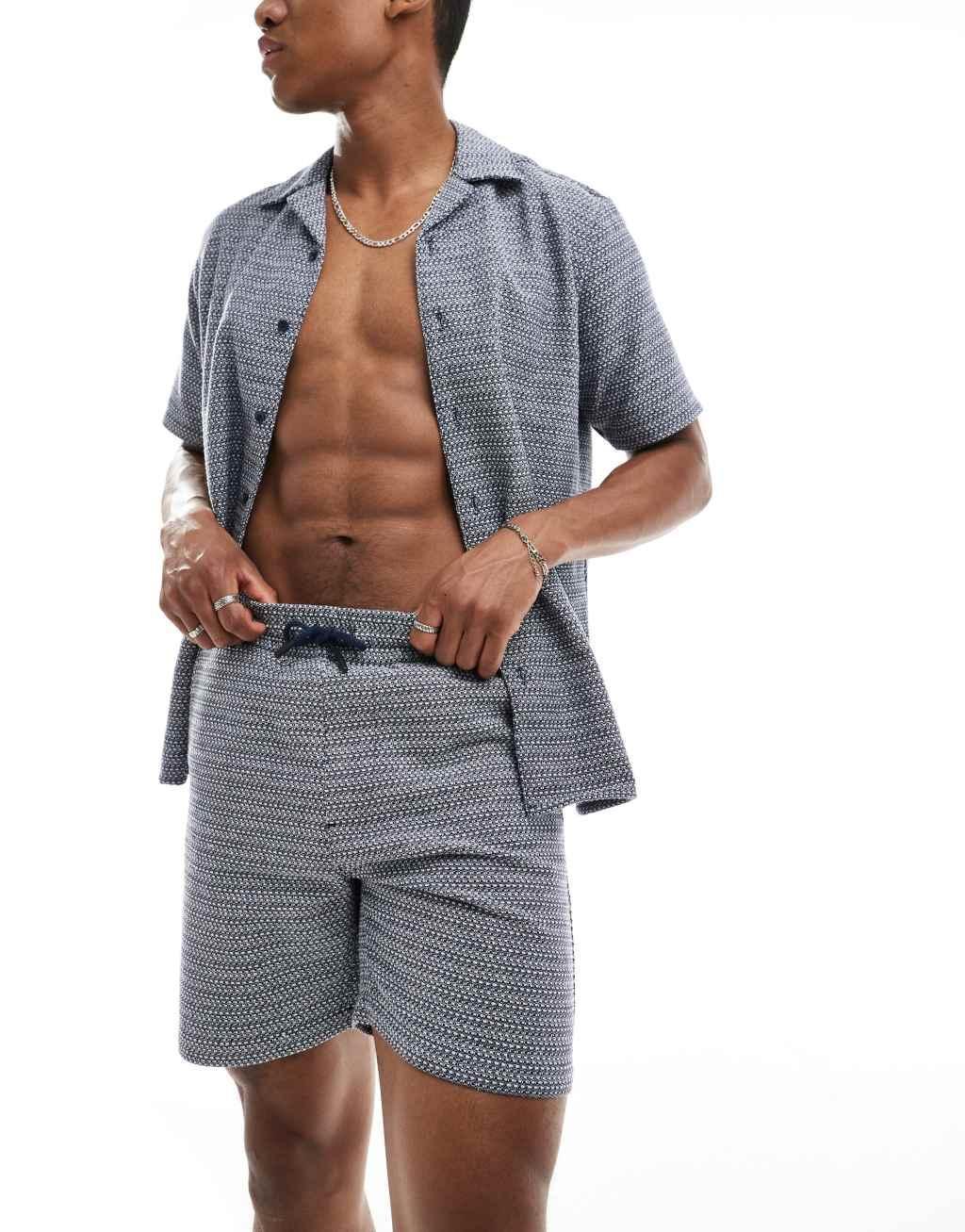 ONLY & SONS pull on woven textured short in navy - part of a set Product Image