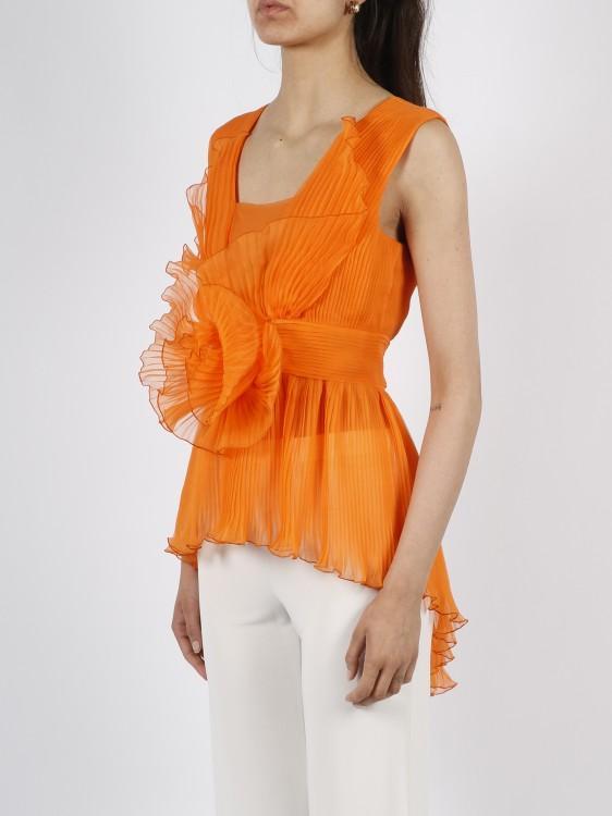 ALBERTA FERRETTI Pleated Silk Top In Yellow & Orange Product Image