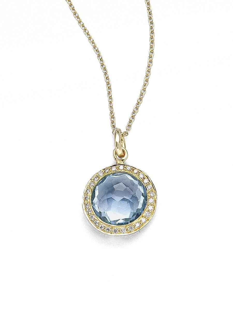 Ippolita 18K Yellow Gold Lollipop Turquoise Mini Pendant Necklace with Pave Diamonds, 18 Product Image