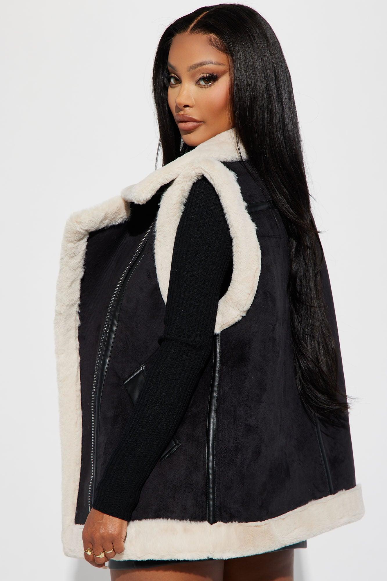 Come My Way Shearling Vest - Black Product Image