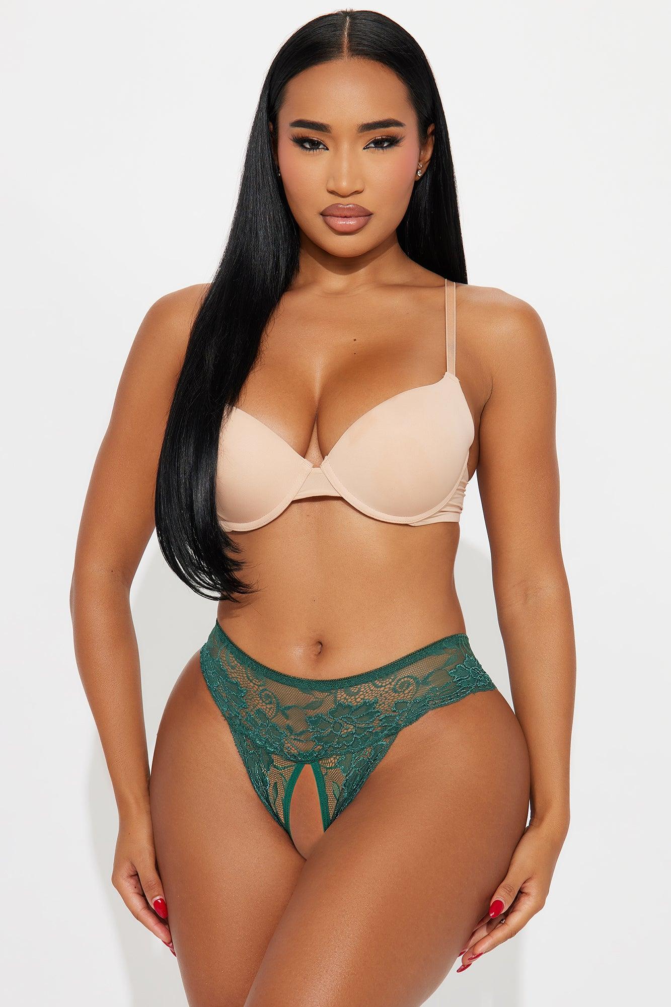 Nikki Lace Crotchless Cheeky Panty - Hunter Product Image