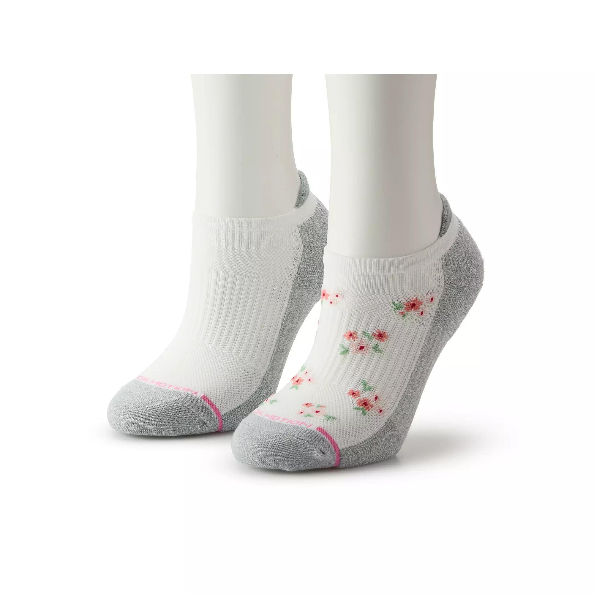 Womens Dr. Motion 2-Pack Print Ankle Compression Socks White Floral Product Image