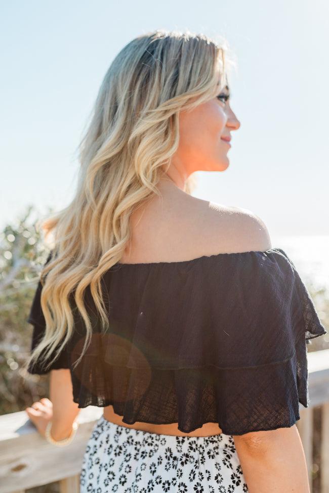 Swaying In A Breeze Black Linen Blouse FINAL SALE Product Image