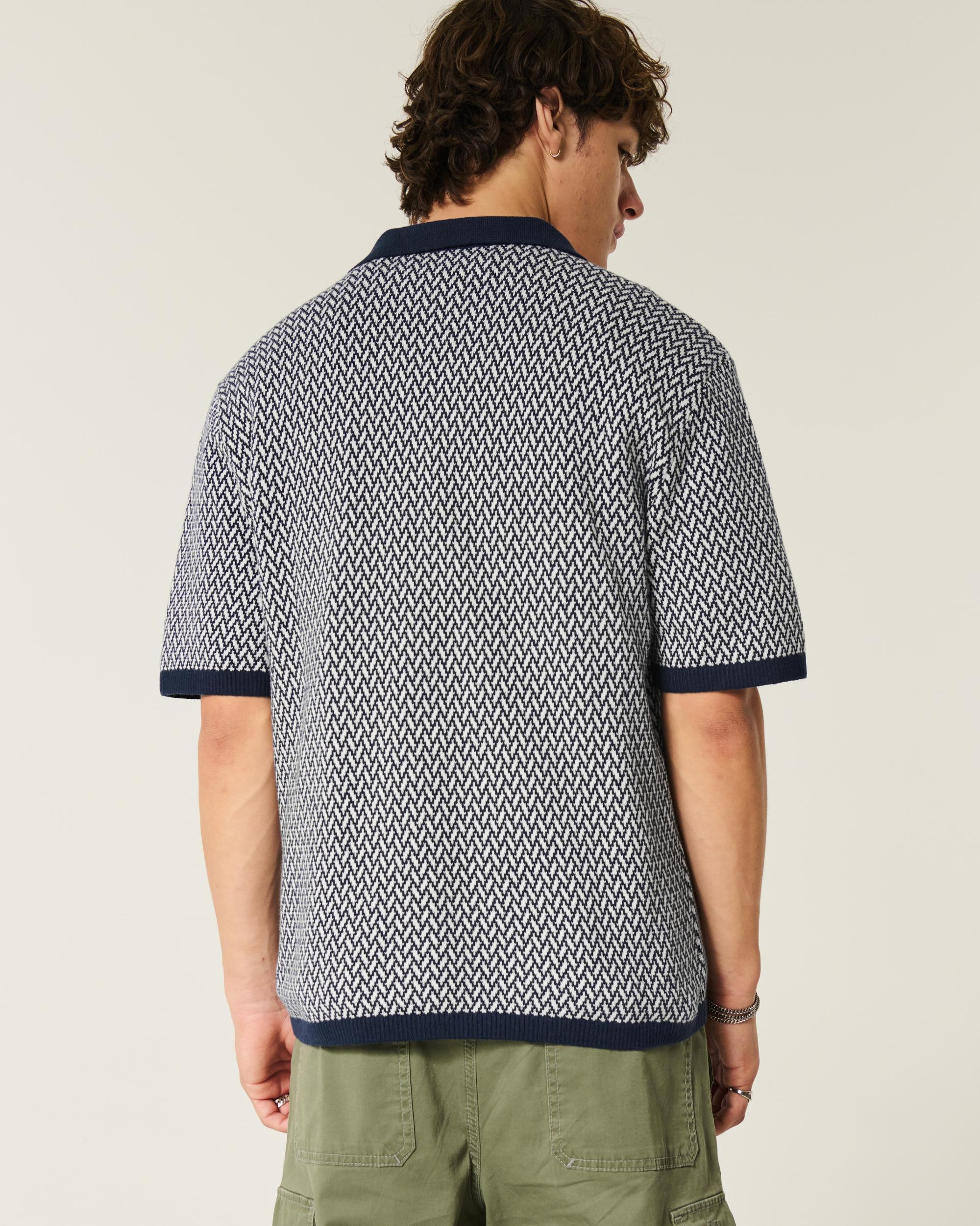 Boxy Short-Sleeve Sweater Polo Product Image