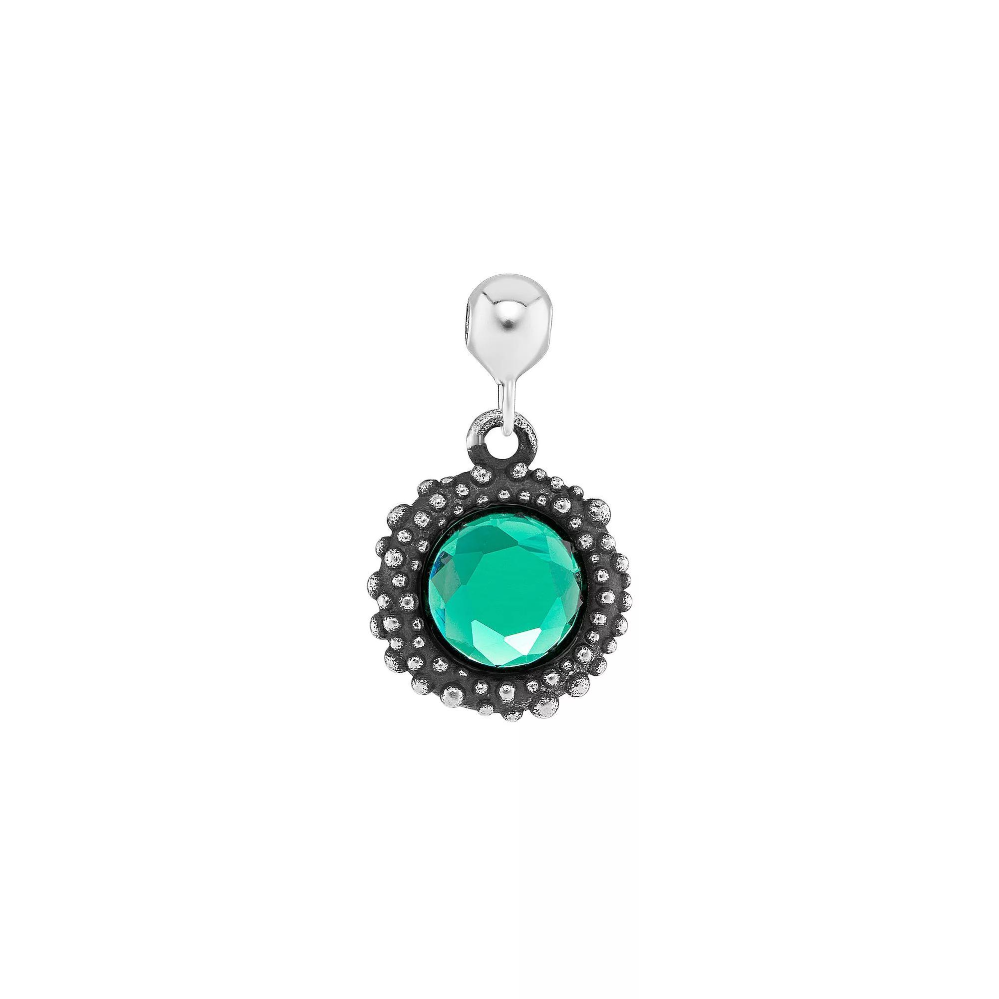 PRIMROSE Sterling Silver Oxidized Beaded Round Cubic Zirconia, Red Corundum & Spinel Sliding Charm, Women's, Sterling May Product Image