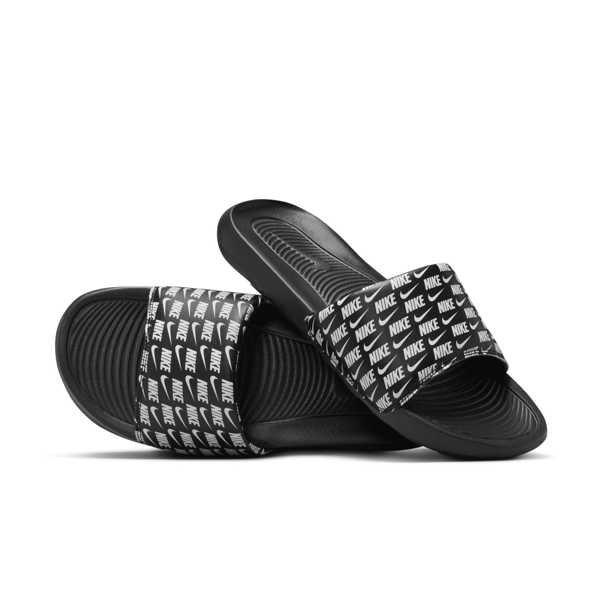Nike Victori One Men's Printed Slide Sandals, Size: 15, Black White Black Product Image