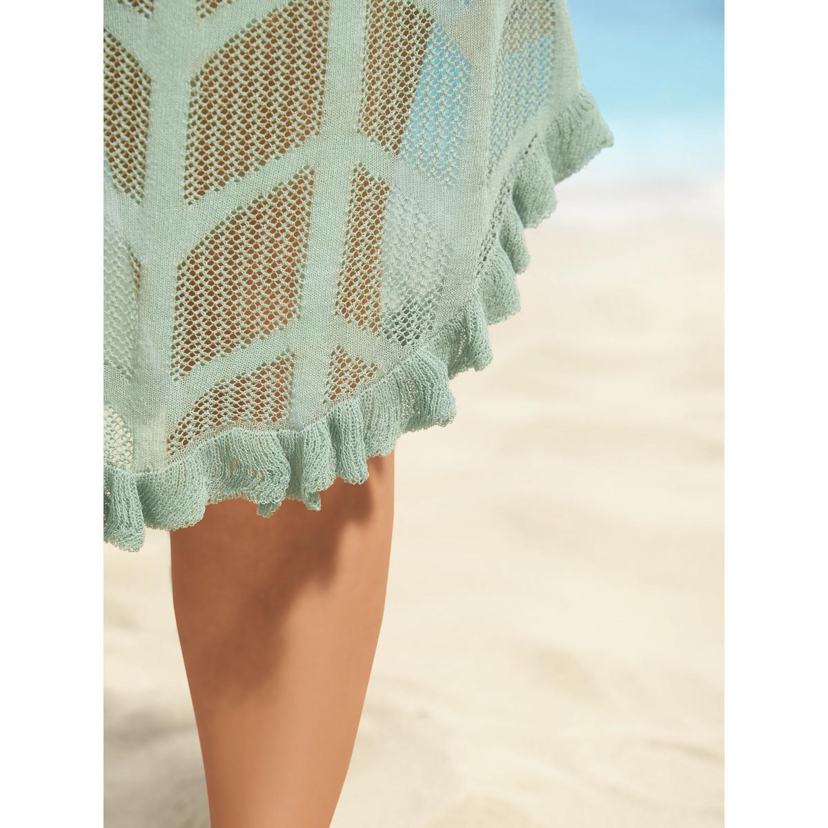 Plus Size Texture Ruffles Cut Out Dolman Sleeve Swim Cover Up Women's Swimwear Palemauve Beach Loose Texture Curve Swim Cover Ups BloomChic 22-24/3X Product Image