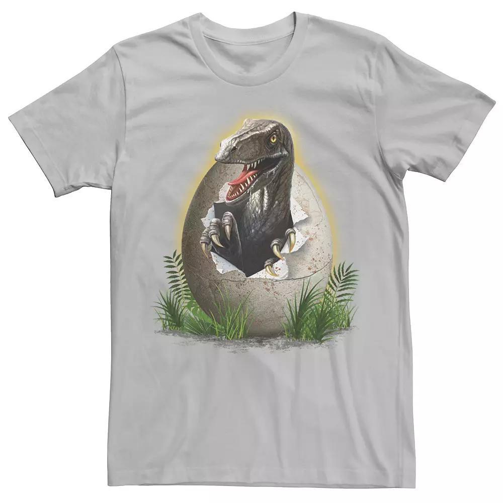 Men's Jurassic Park Raptor Breaking The Egg Graphic Tee, Size: XL, Silver Product Image