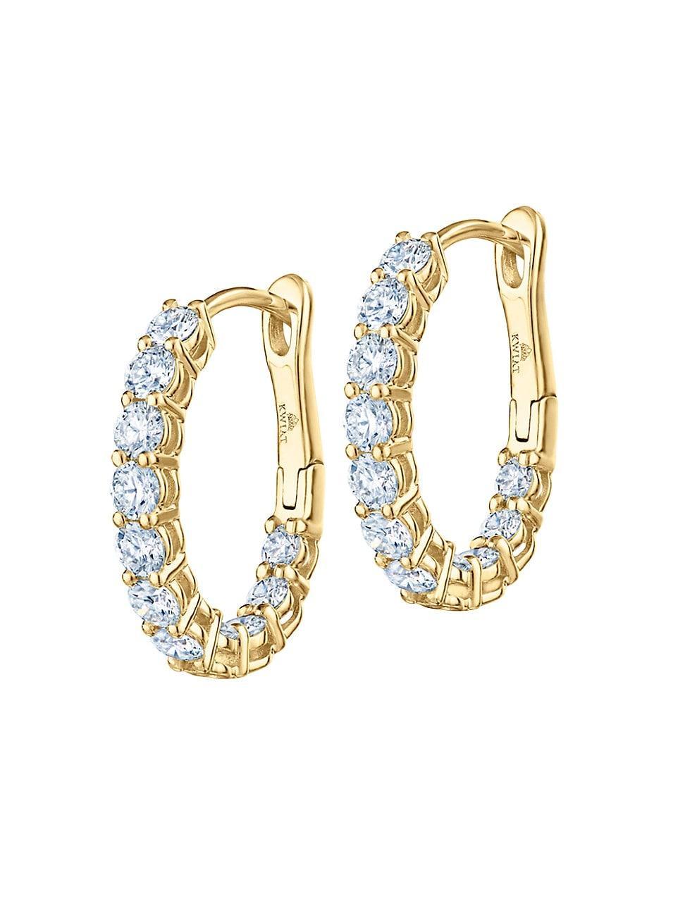 Womens 18K Yellow Gold & 1.00 TCW Diamond Hoop Earrings Product Image