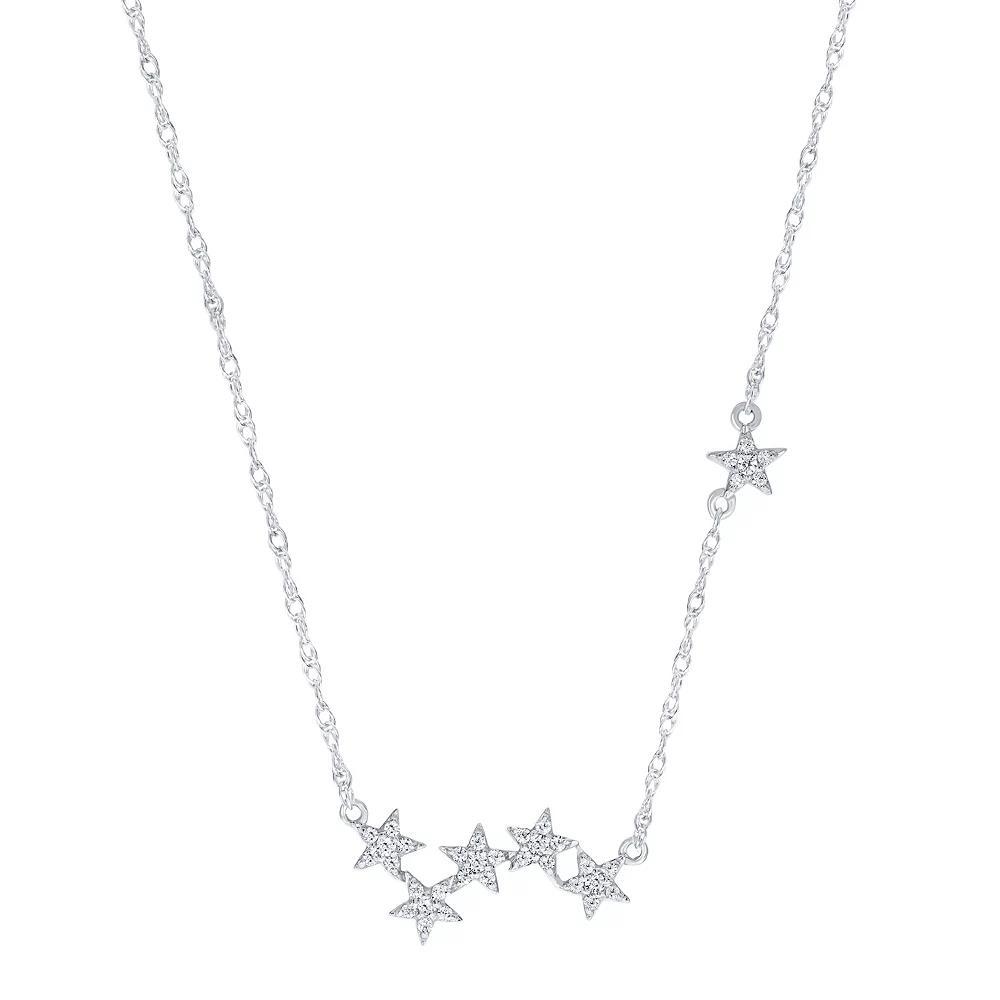 Sterling Silver 1/5 Carat T.W. Diamond Star Cluster Pendant Necklace, Women's, Size: 18" Product Image