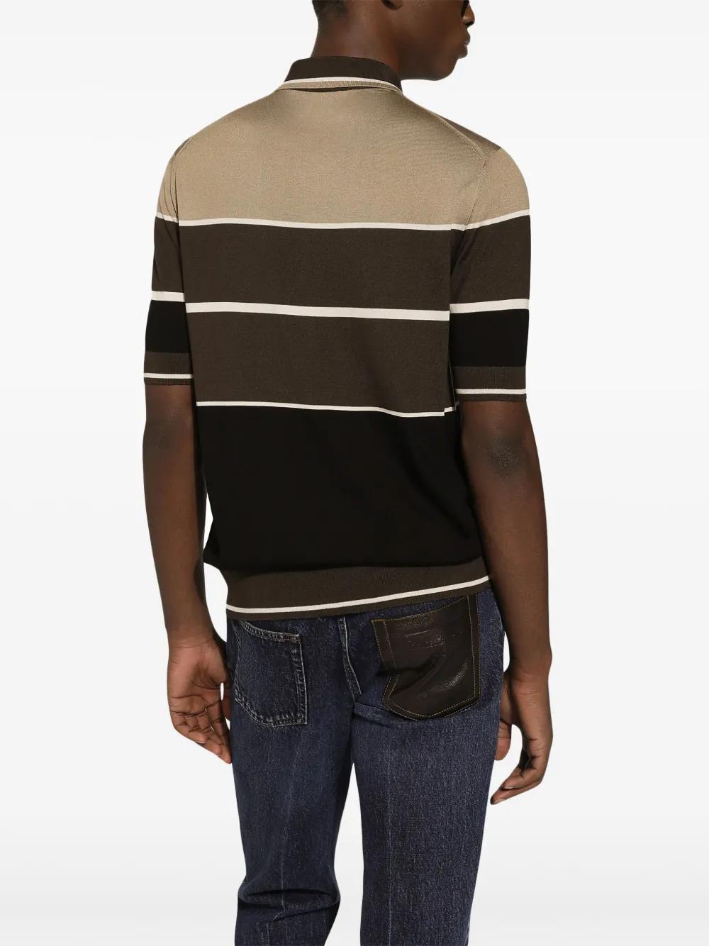 striped silk polo shirt Product Image
