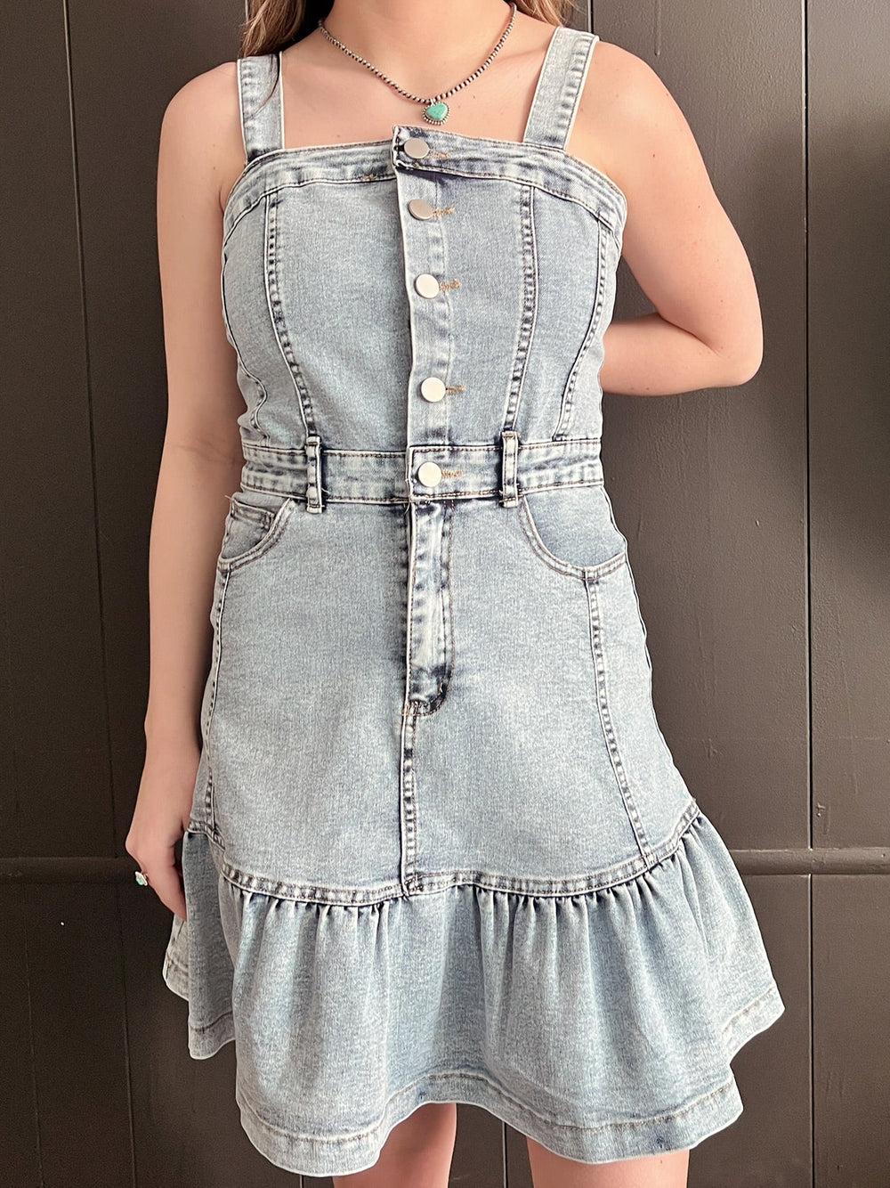 Sleeveless Button Up Denim Dress Product Image