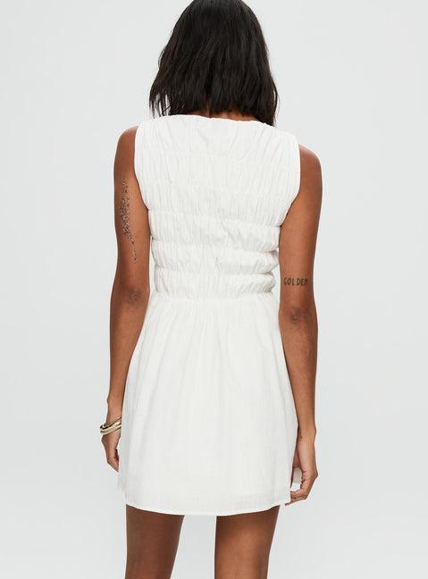 Melona Shirred Mini Dress White Product Image